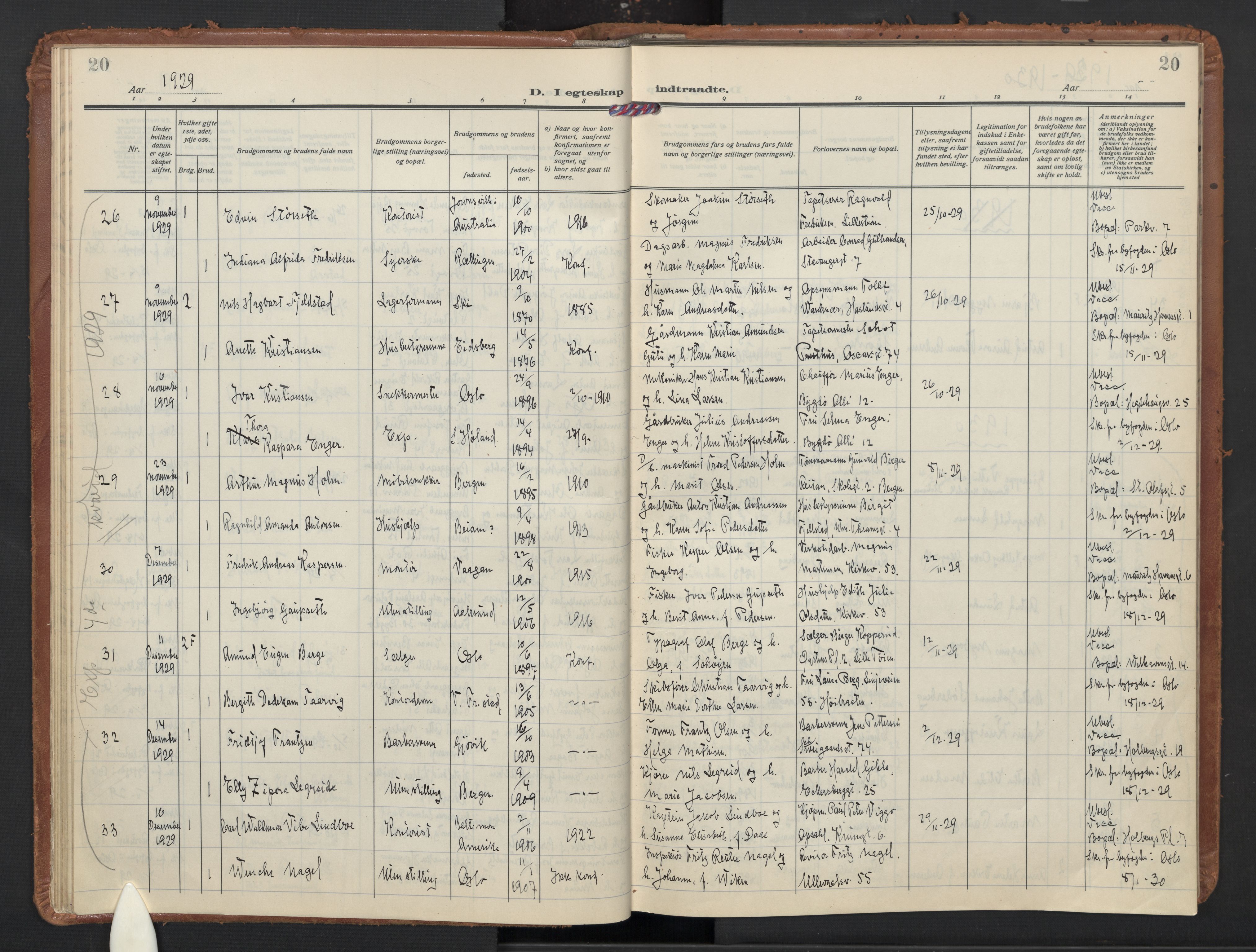 Trefoldighet prestekontor Kirkebøker, AV/SAO-A-10882/F/Fg: Parish register (official) no. VII 2, 1923-1940, p. 20