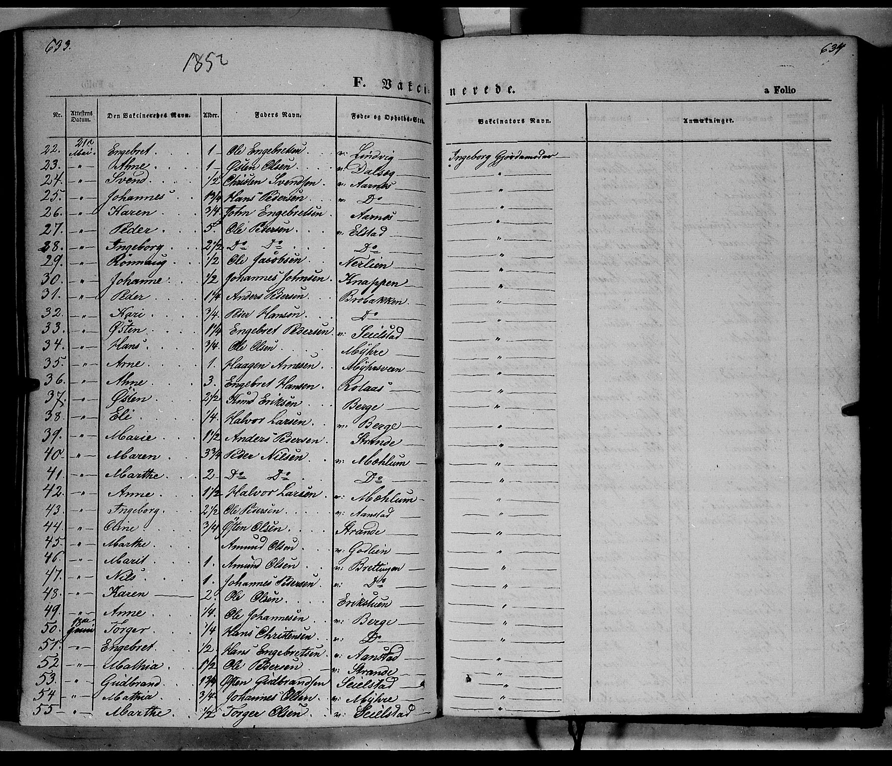 Ringebu prestekontor, SAH/PREST-082/H/Ha/Haa/L0006: Parish register (official) no. 6, 1848-1859, p. 633-634