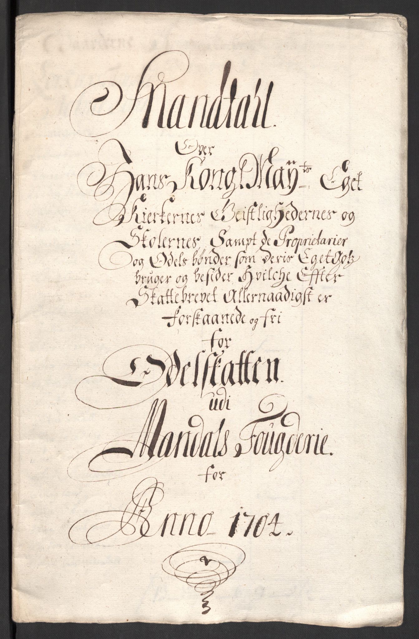 Rentekammeret inntil 1814, Reviderte regnskaper, Fogderegnskap, AV/RA-EA-4092/R43/L2550: Fogderegnskap Lista og Mandal, 1703-1704, p. 443