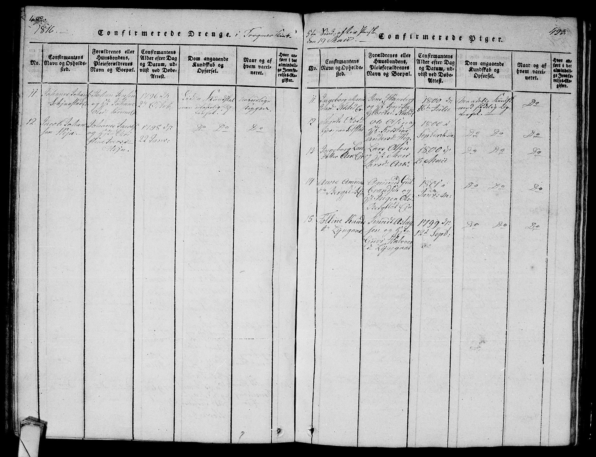 Lier kirkebøker, AV/SAKO-A-230/G/Ga/L0001: Parish register (copy) no. I 1, 1813-1824, p. 492-493