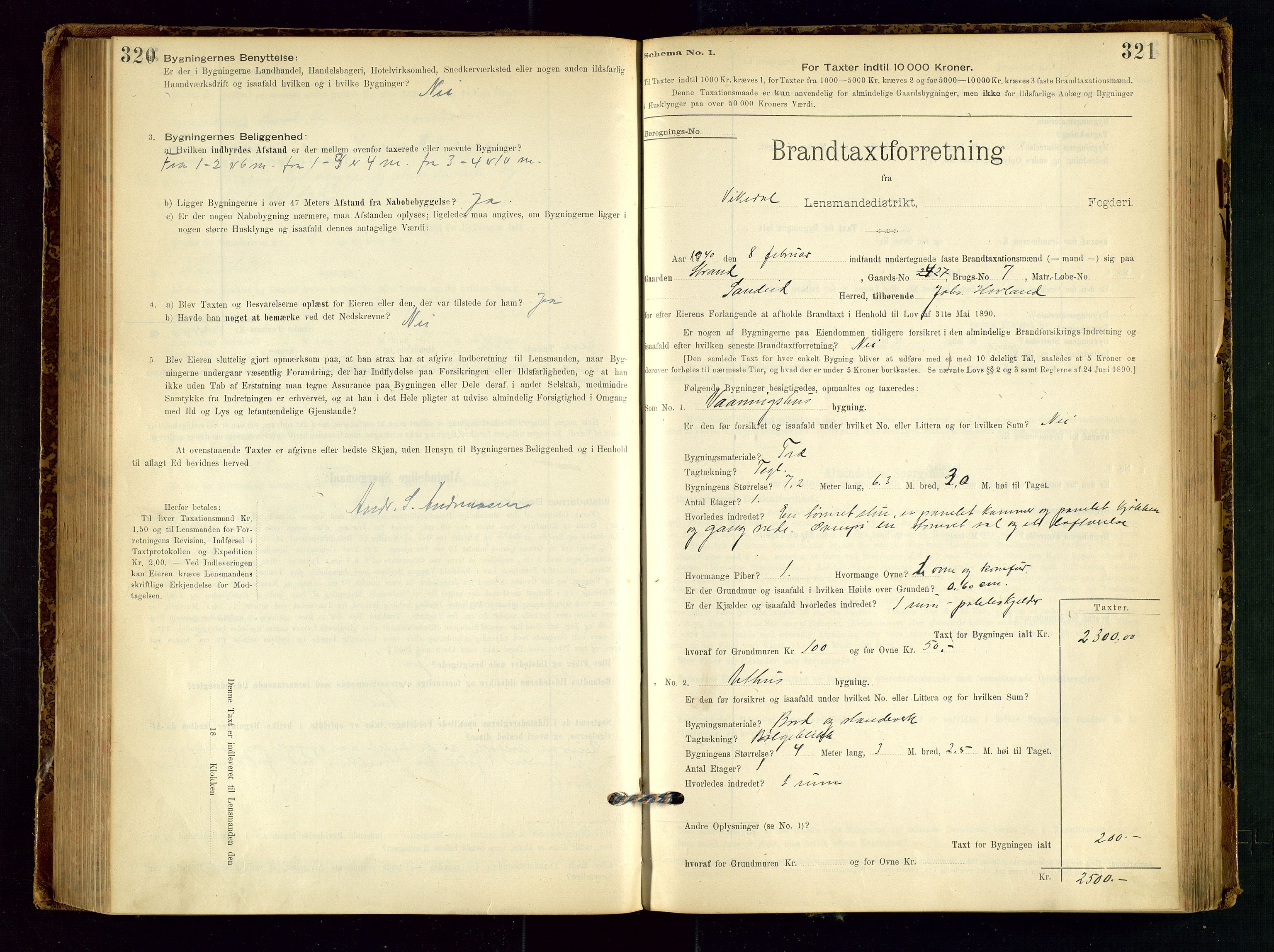 Vikedal lensmannskontor, SAST/A-100179/Gob/L0004: Branntakstprotokoll, 1894-1952, p. 320-321