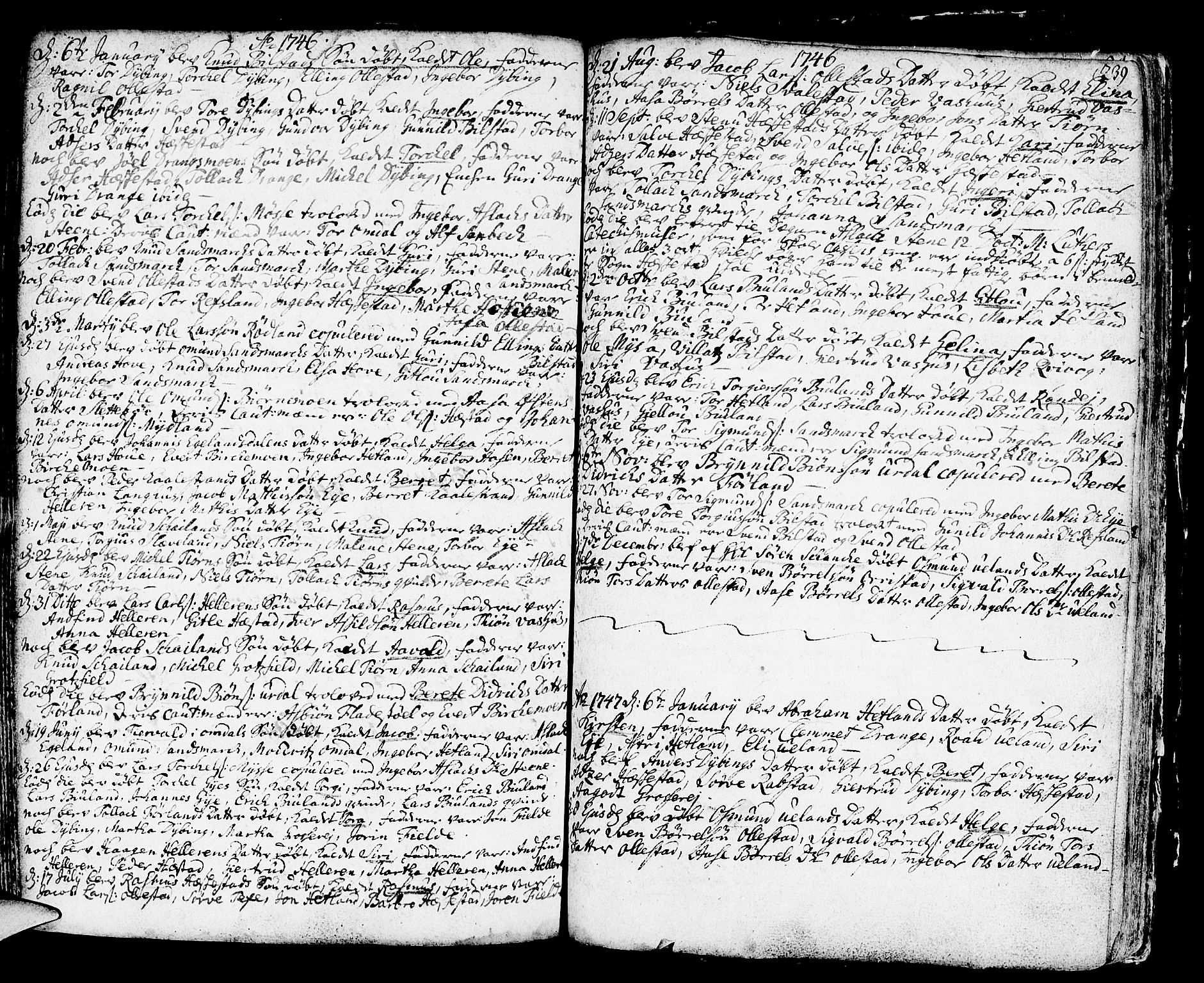 Helleland sokneprestkontor, SAST/A-101810: Parish register (official) no. A 1 /3, 1713-1761, p. 239