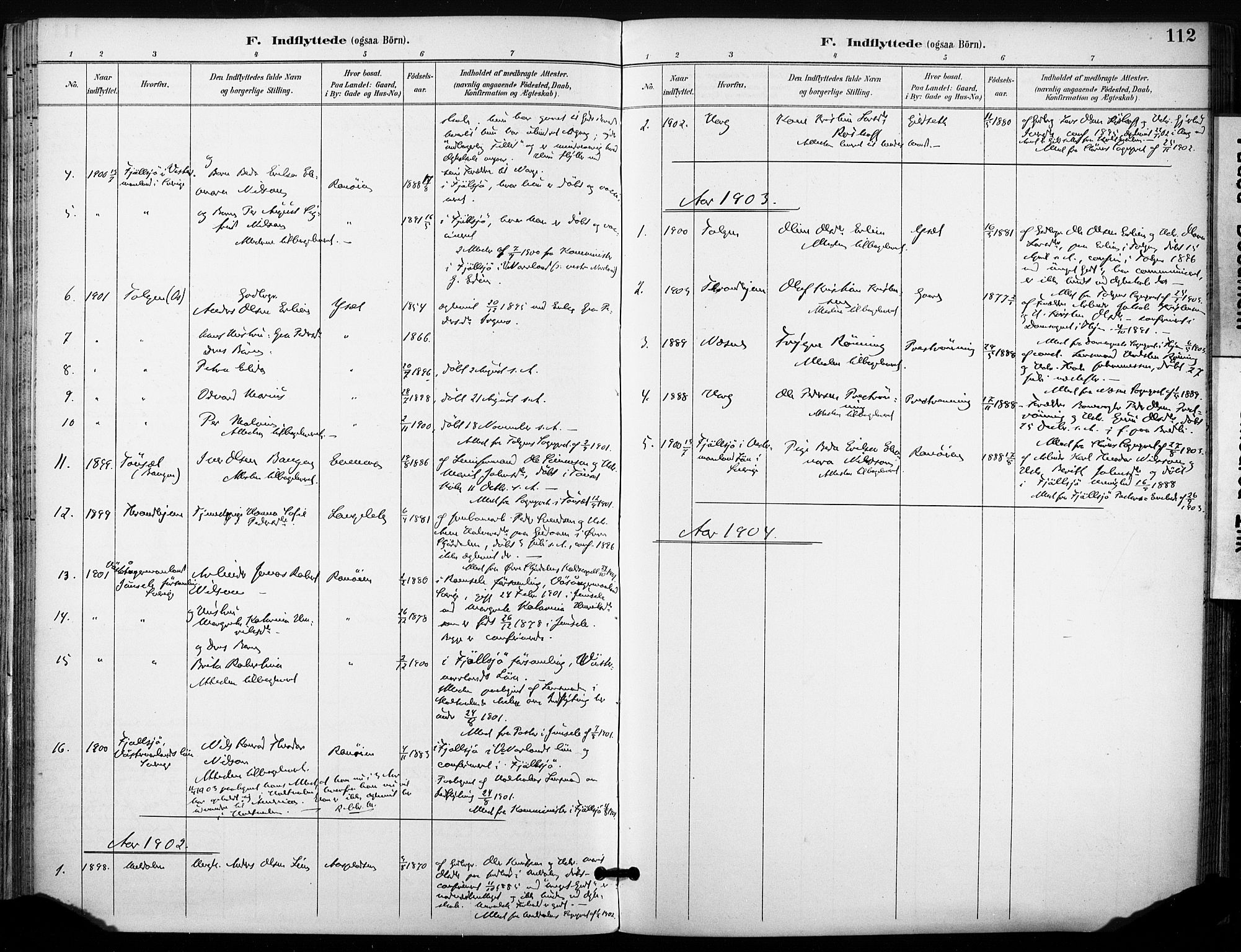 Ministerialprotokoller, klokkerbøker og fødselsregistre - Sør-Trøndelag, SAT/A-1456/685/L0973: Parish register (official) no. 685A10, 1891-1907, p. 112