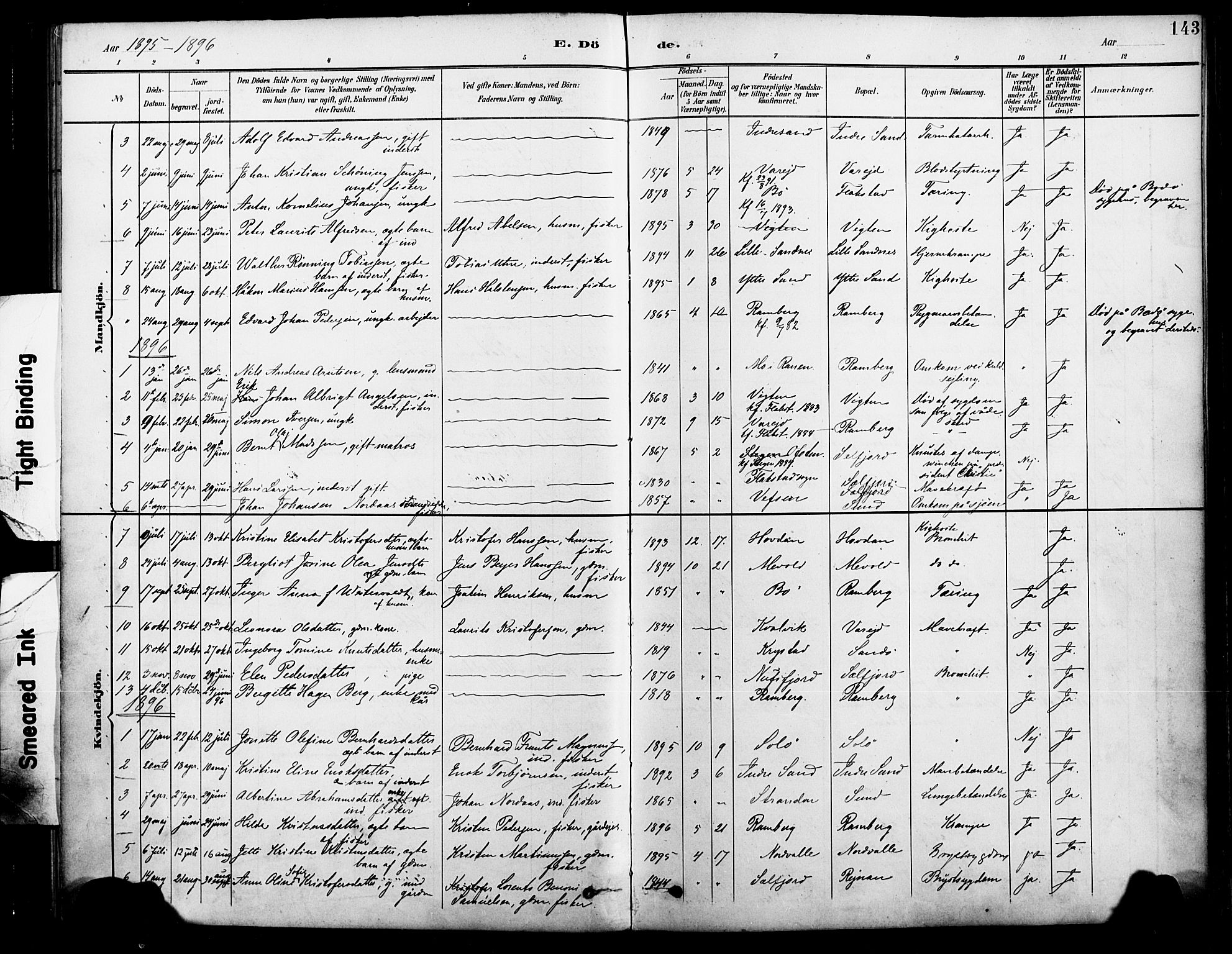 Ministerialprotokoller, klokkerbøker og fødselsregistre - Nordland, AV/SAT-A-1459/885/L1205: Parish register (official) no. 885A06, 1892-1905, p. 143