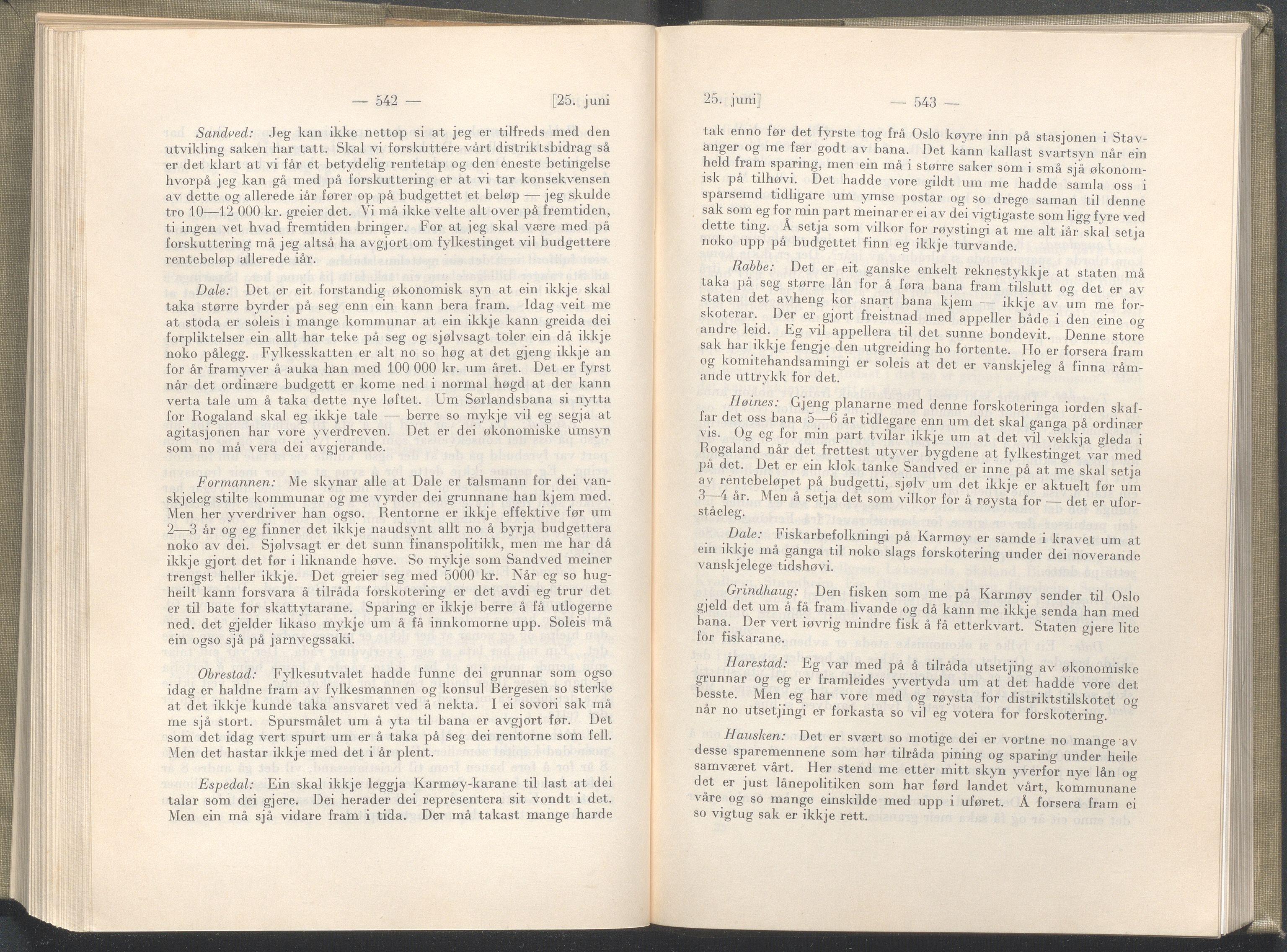 Rogaland fylkeskommune - Fylkesrådmannen , IKAR/A-900/A/Aa/Aaa/L0046: Møtebok , 1927, p. 542-543