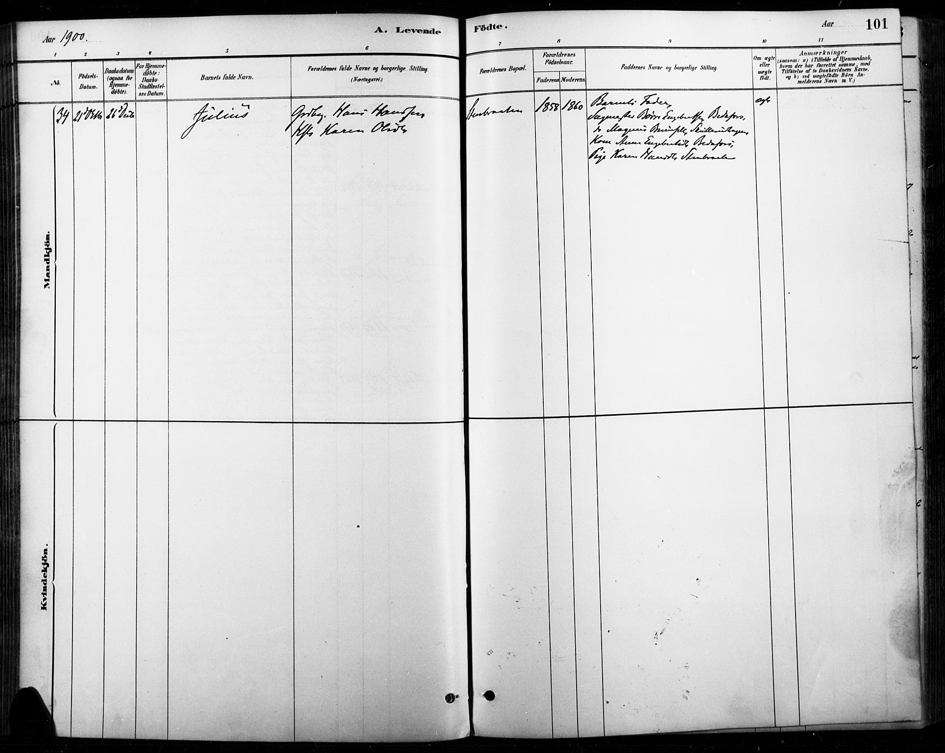 Vinger prestekontor, AV/SAH-PREST-024/H/Ha/Haa/L0015: Parish register (official) no. 15, 1881-1900, p. 101