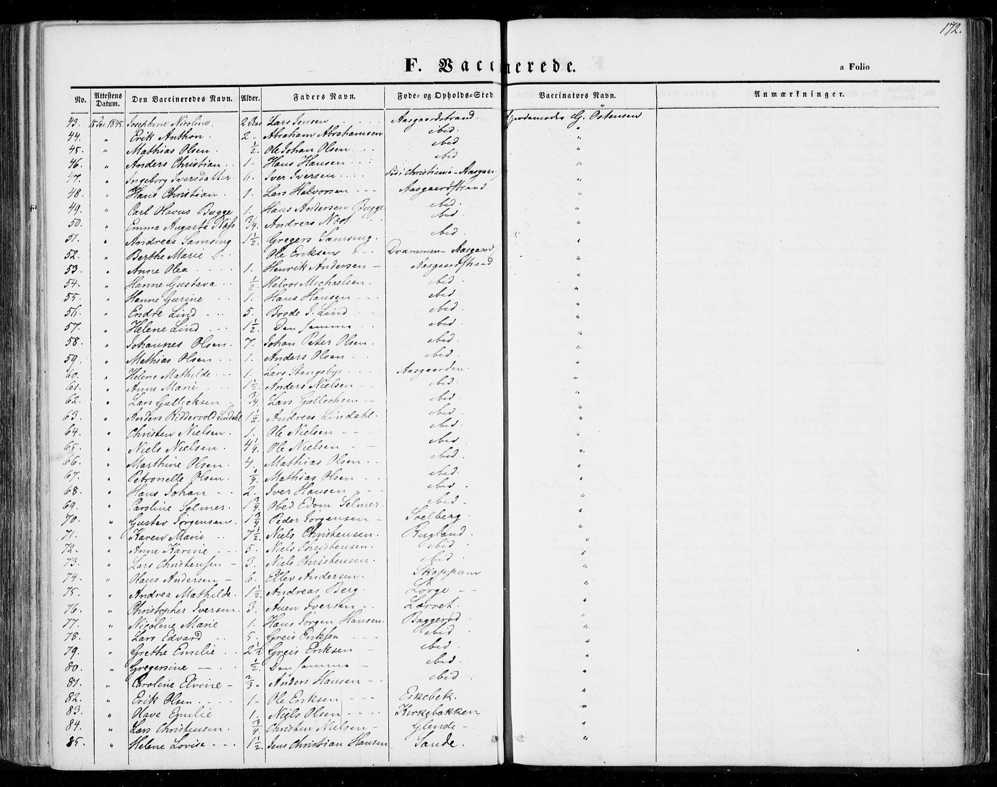 Borre kirkebøker, SAKO/A-338/F/Fa/L0005: Parish register (official) no. I 5, 1845-1851, p. 172