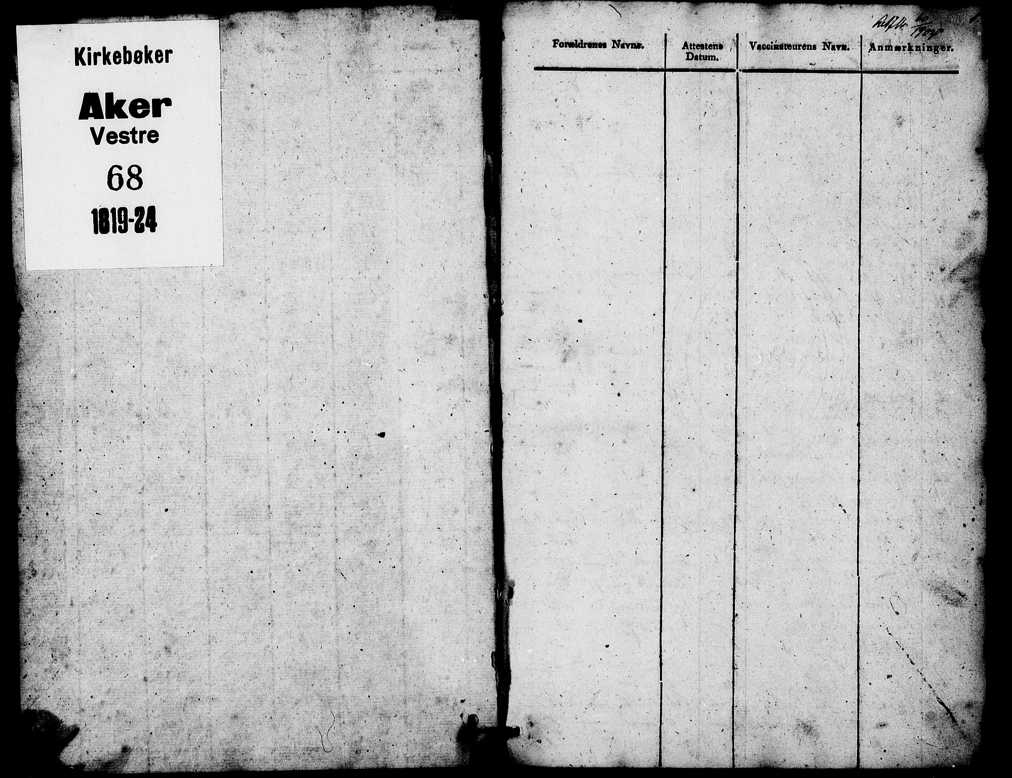 Aker prestekontor kirkebøker, SAO/A-10861/F/L0021: Vaccination register no. 21, 1819-1824, p. 1