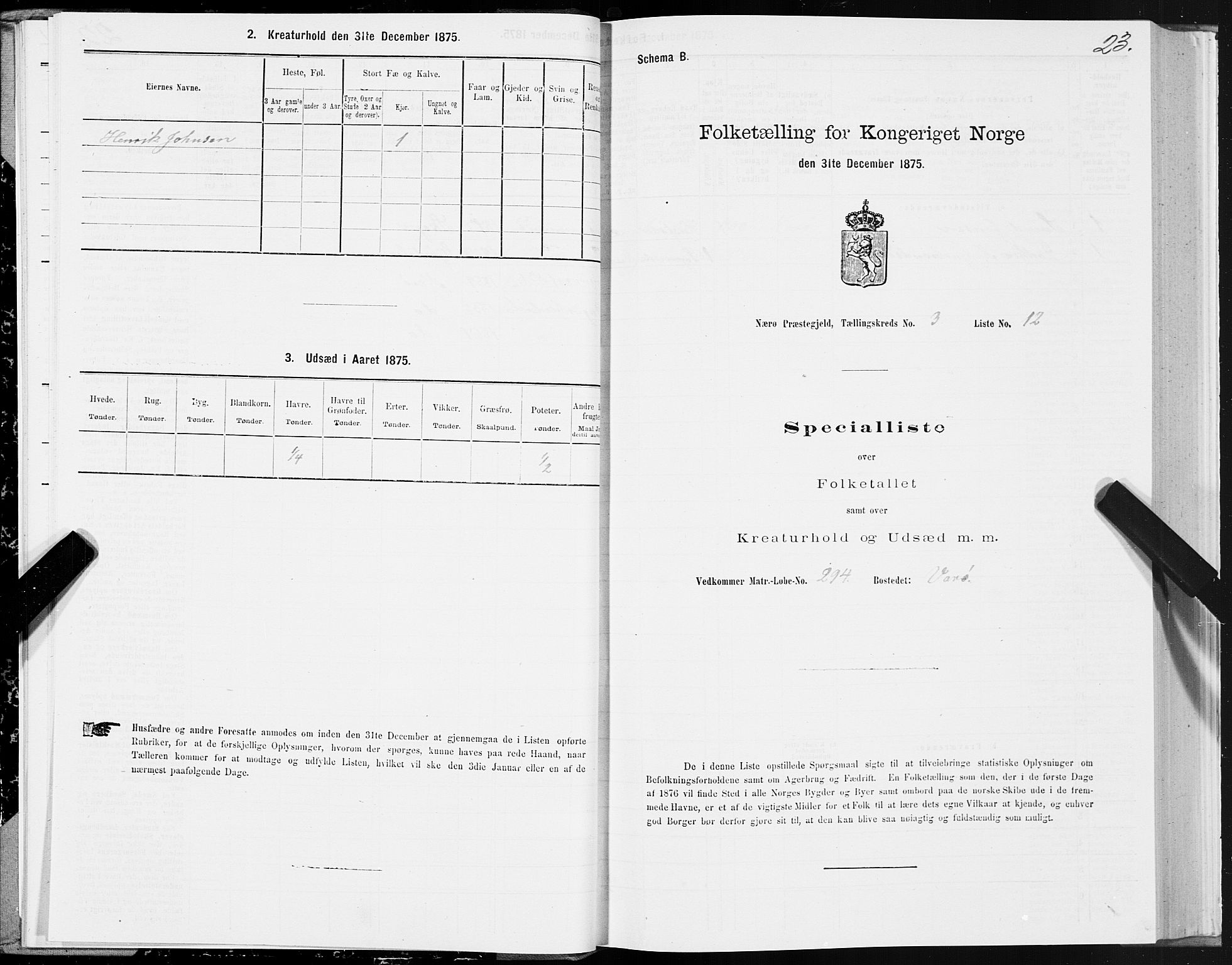 SAT, 1875 census for 1751P Nærøy, 1875, p. 2023