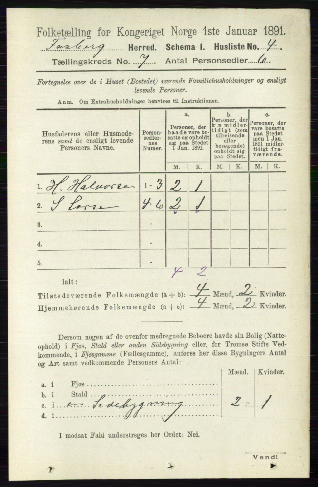 RA, 1891 census for 0524 Fåberg, 1891, p. 2686