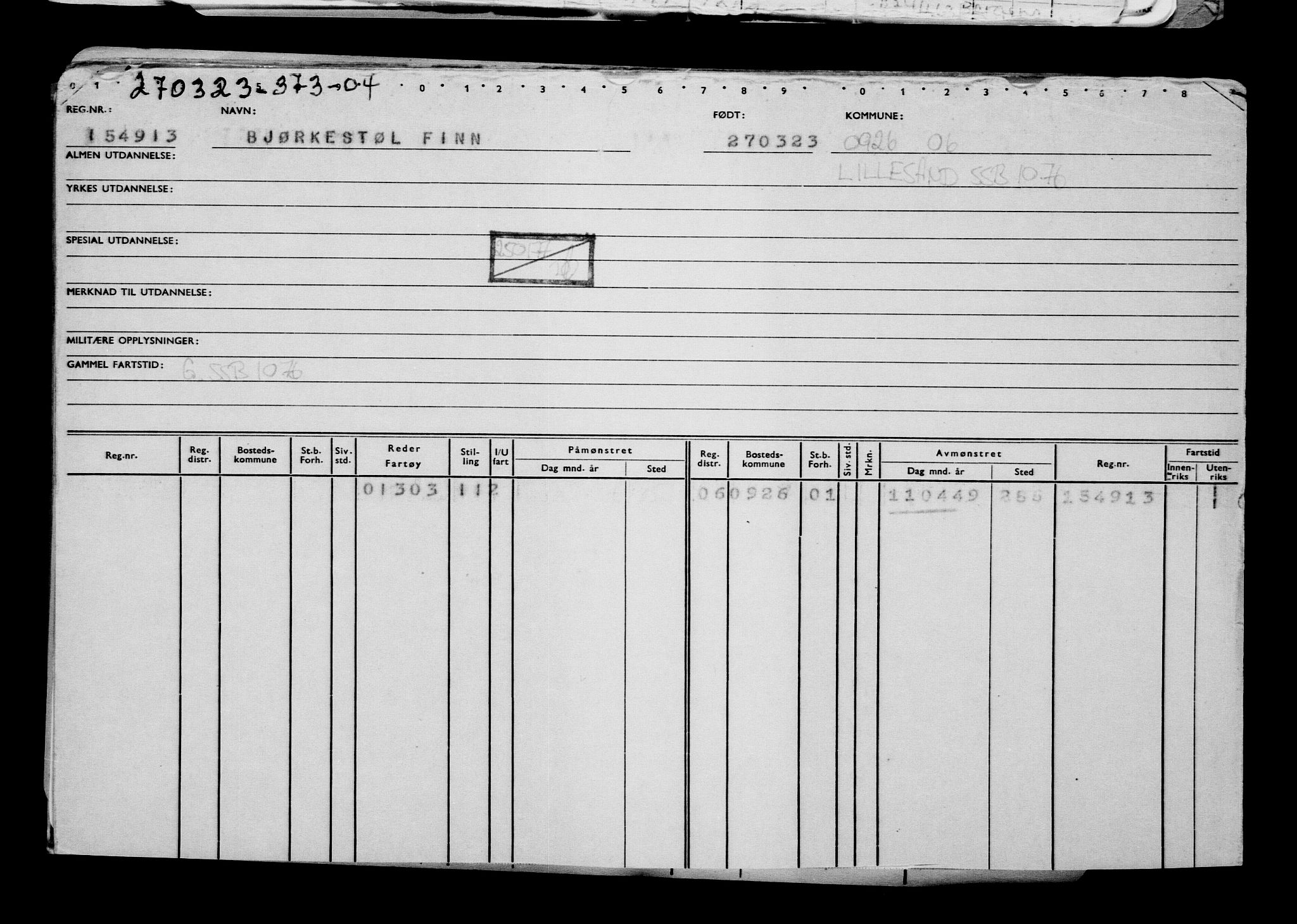 Direktoratet for sjømenn, AV/RA-S-3545/G/Gb/L0217: Hovedkort, 1923, p. 165