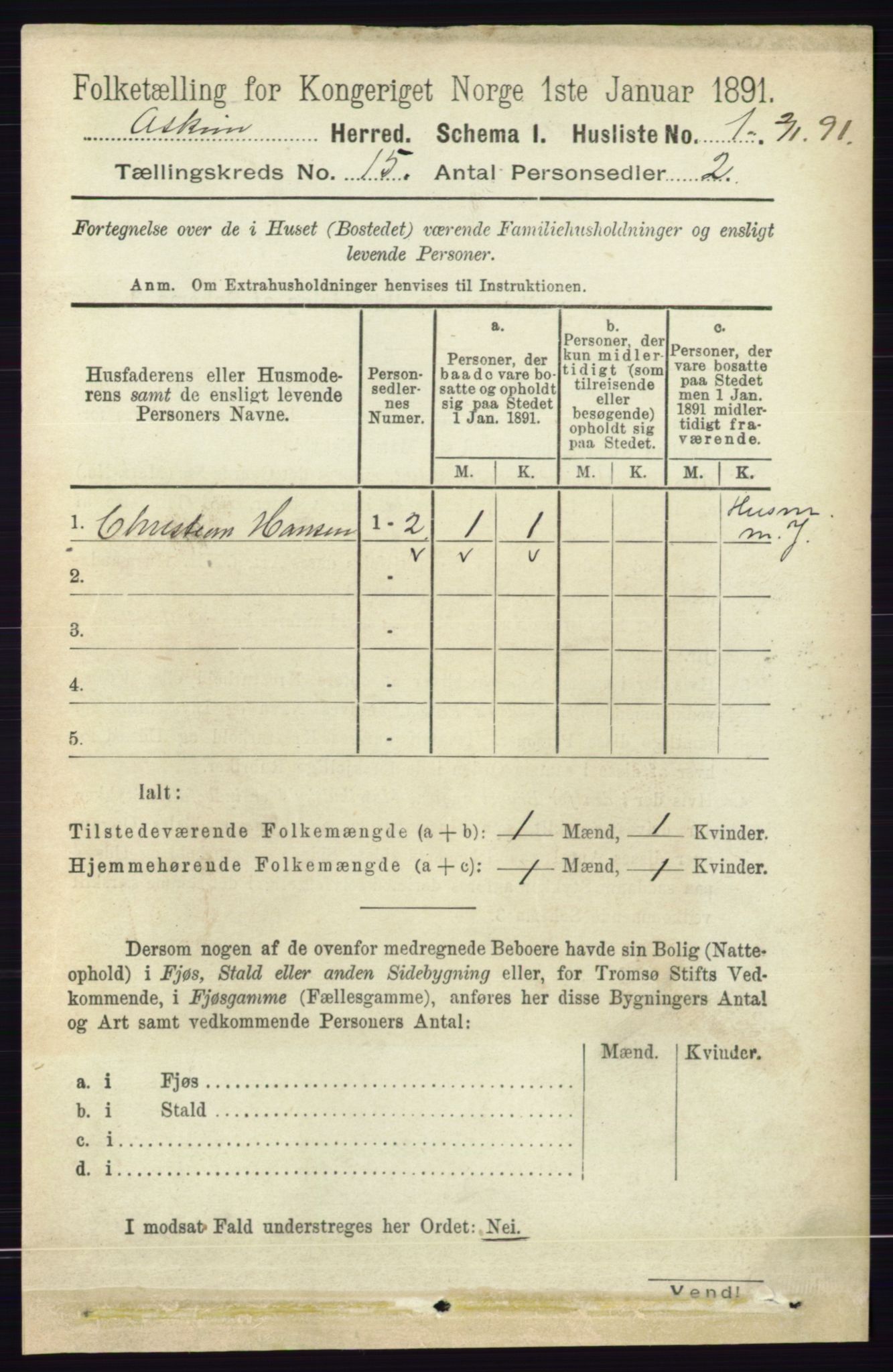 RA, 1891 census for 0124 Askim, 1891, p. 2419