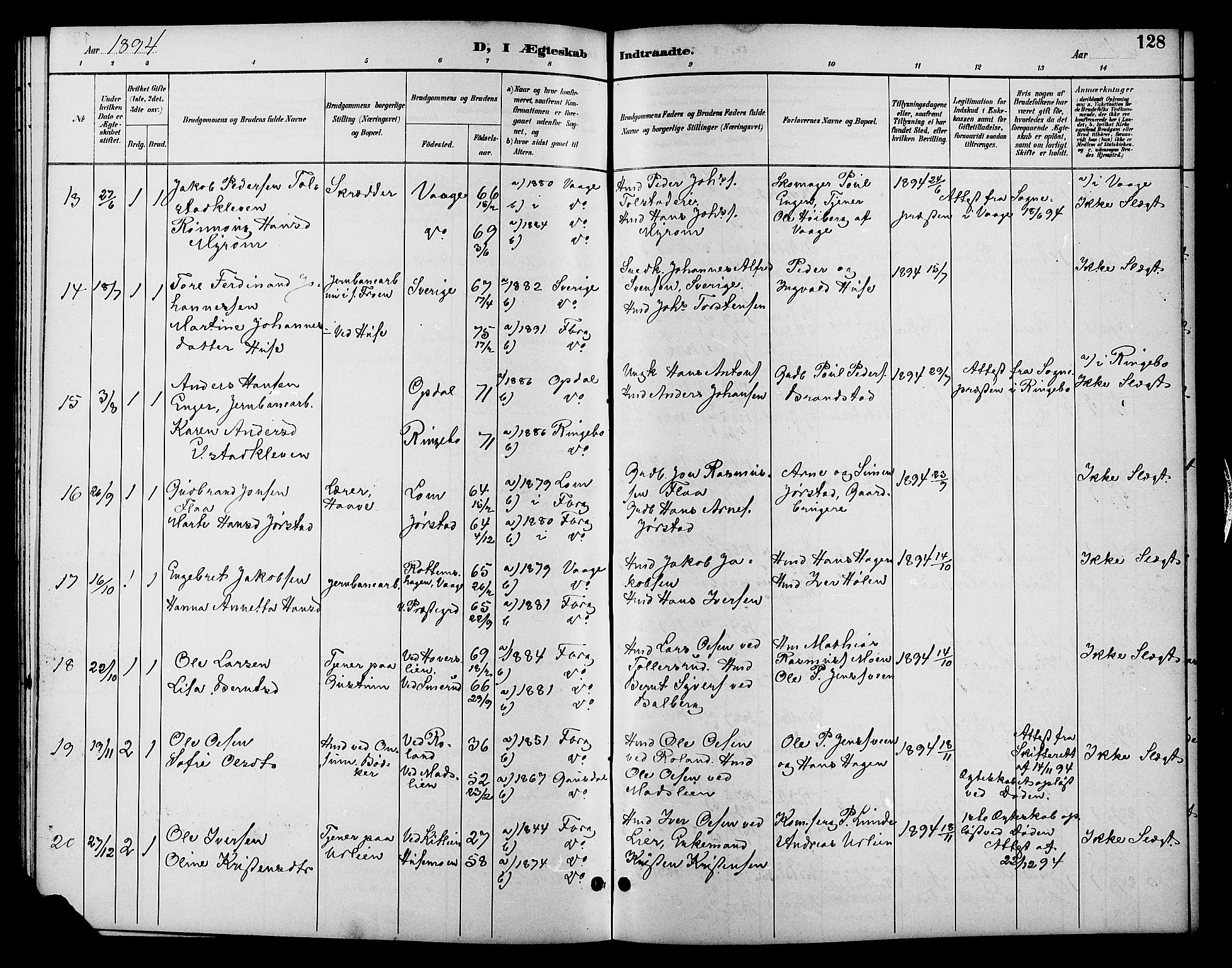 Fåberg prestekontor, AV/SAH-PREST-086/H/Ha/Hab/L0010: Parish register (copy) no. 10, 1892-1900, p. 128