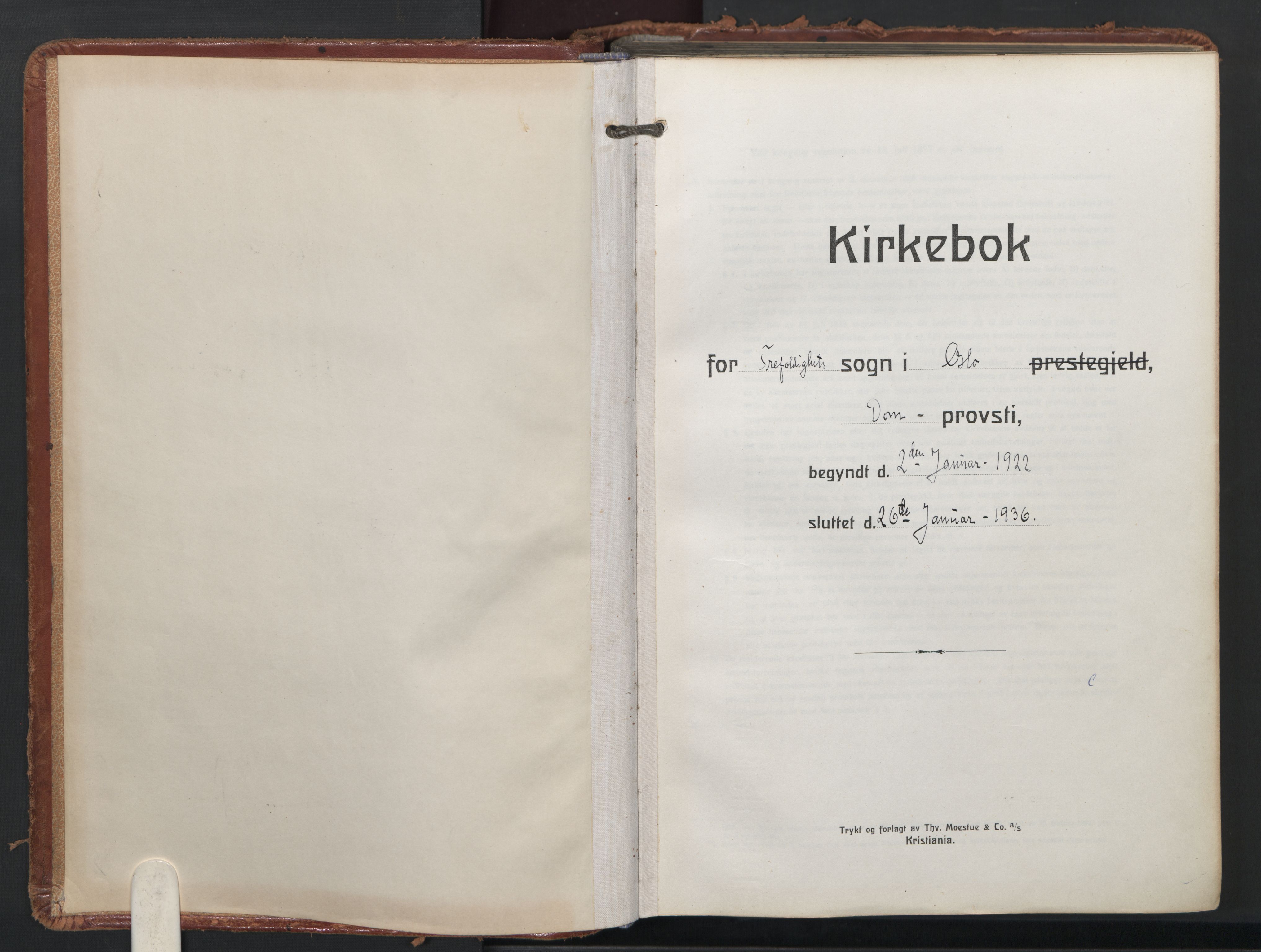 Trefoldighet prestekontor Kirkebøker, SAO/A-10882/F/Fc/L0009: Parish register (official) no. III 9, 1922-1936