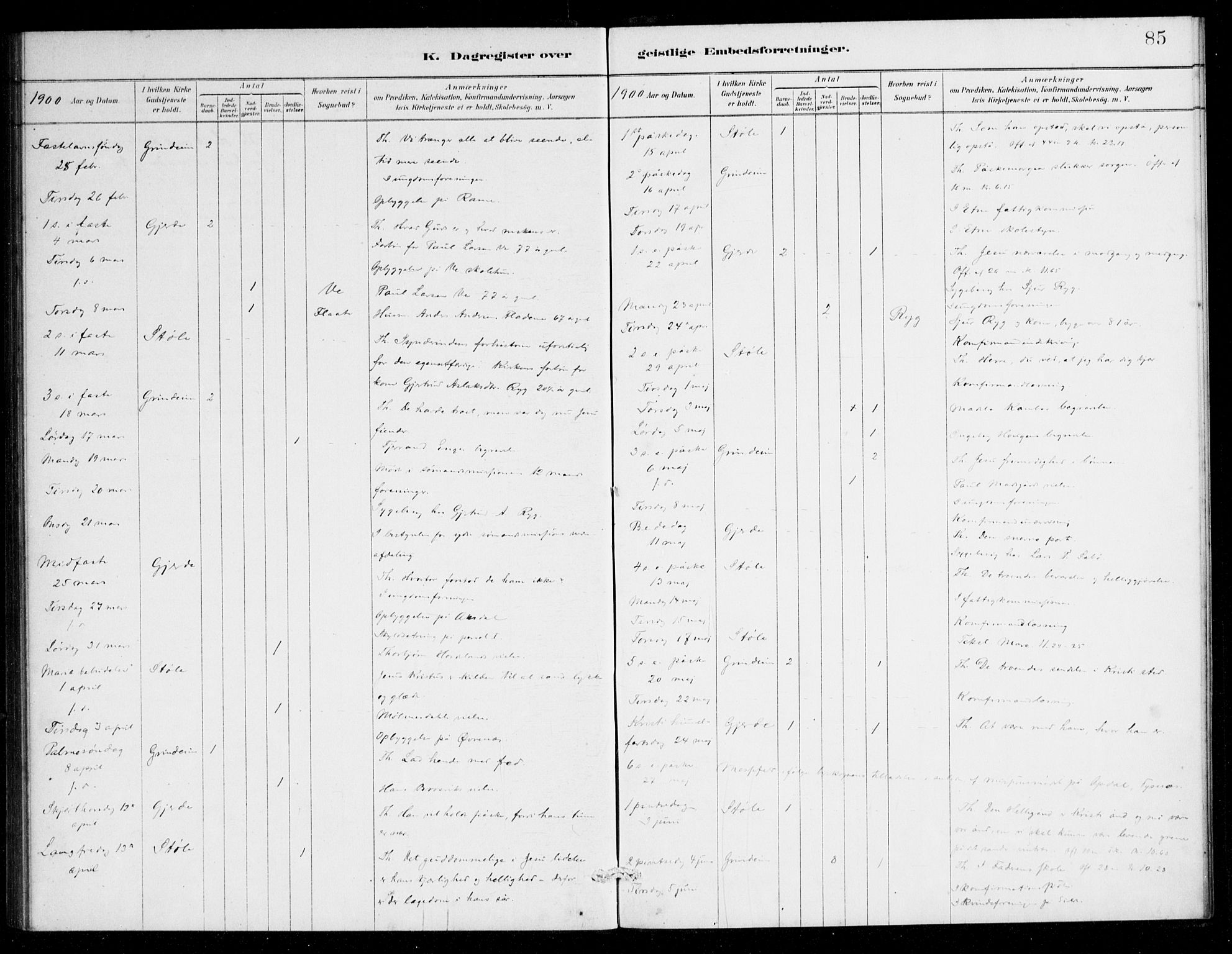 Etne sokneprestembete, SAB/A-75001/H/Haa: Parish register (official) no. E 1, 1879-1905, p. 85