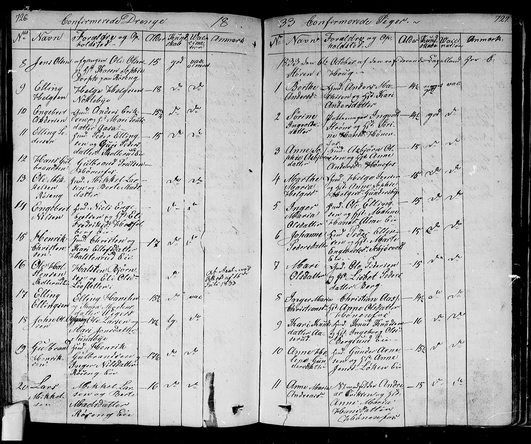 Norderhov kirkebøker, AV/SAKO-A-237/F/Fa/L0009: Parish register (official) no. 9, 1819-1837, p. 726-727