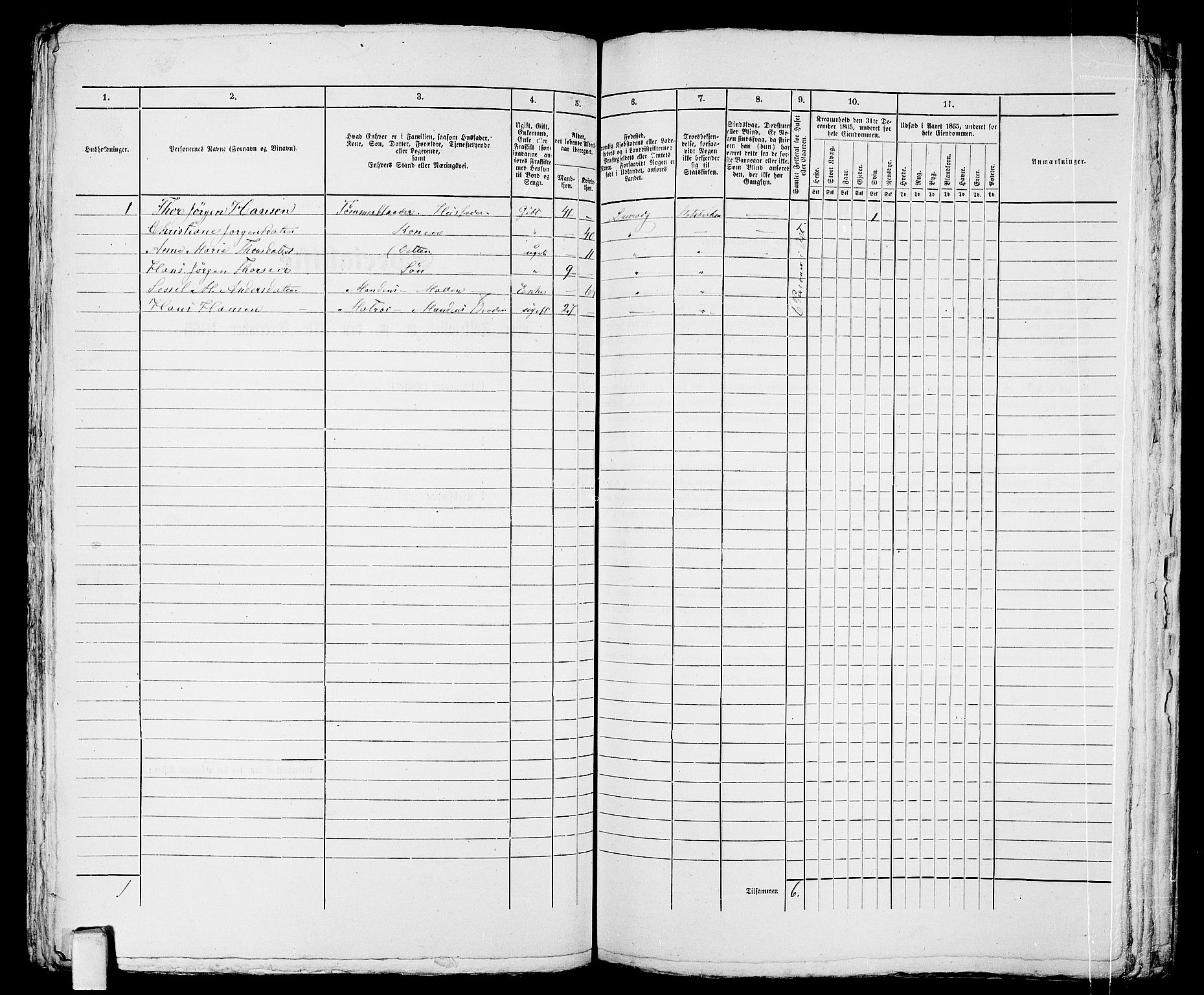 RA, 1865 census for Larvik, 1865, p. 861