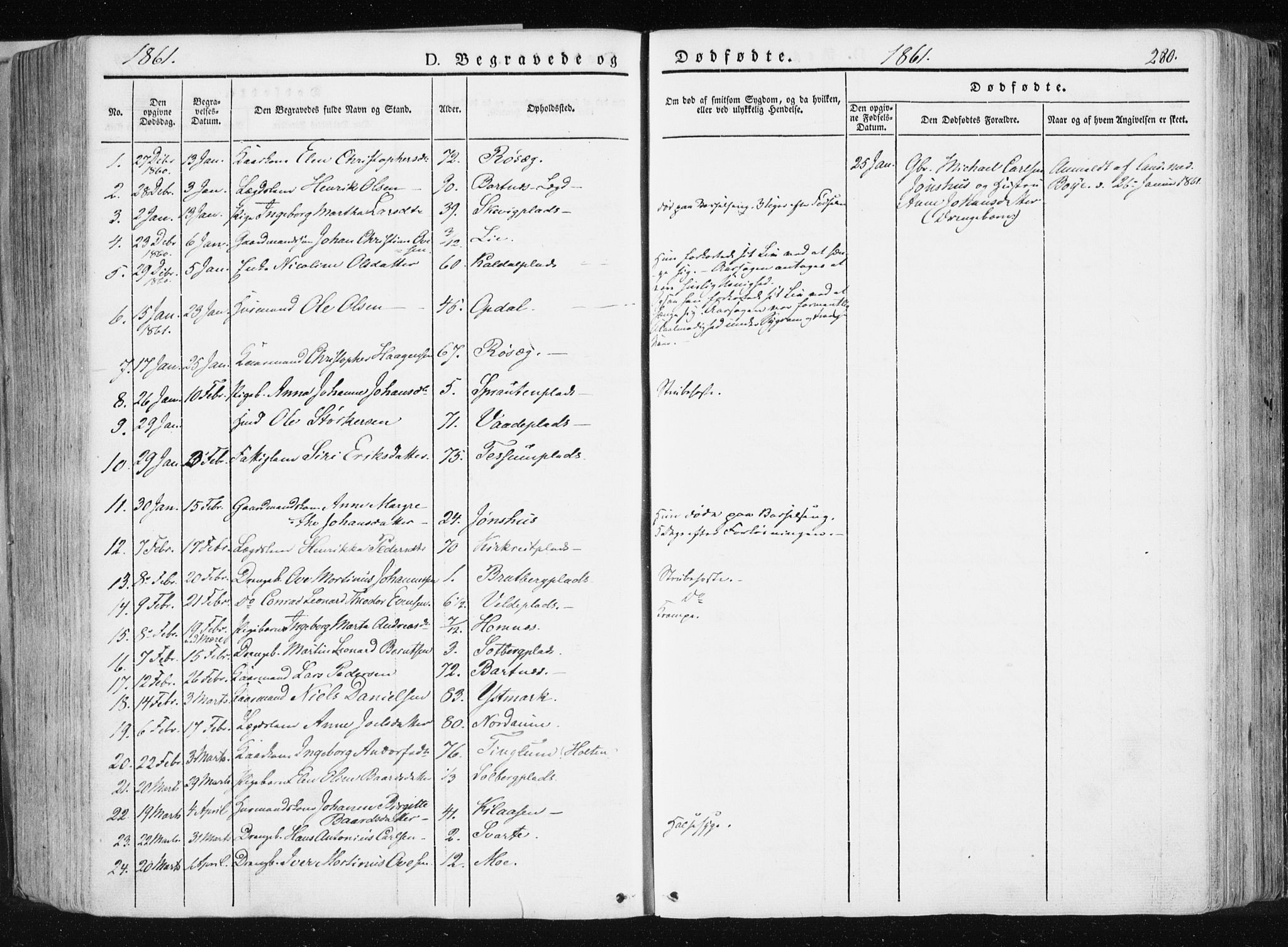Ministerialprotokoller, klokkerbøker og fødselsregistre - Nord-Trøndelag, SAT/A-1458/741/L0393: Parish register (official) no. 741A07, 1849-1863, p. 280
