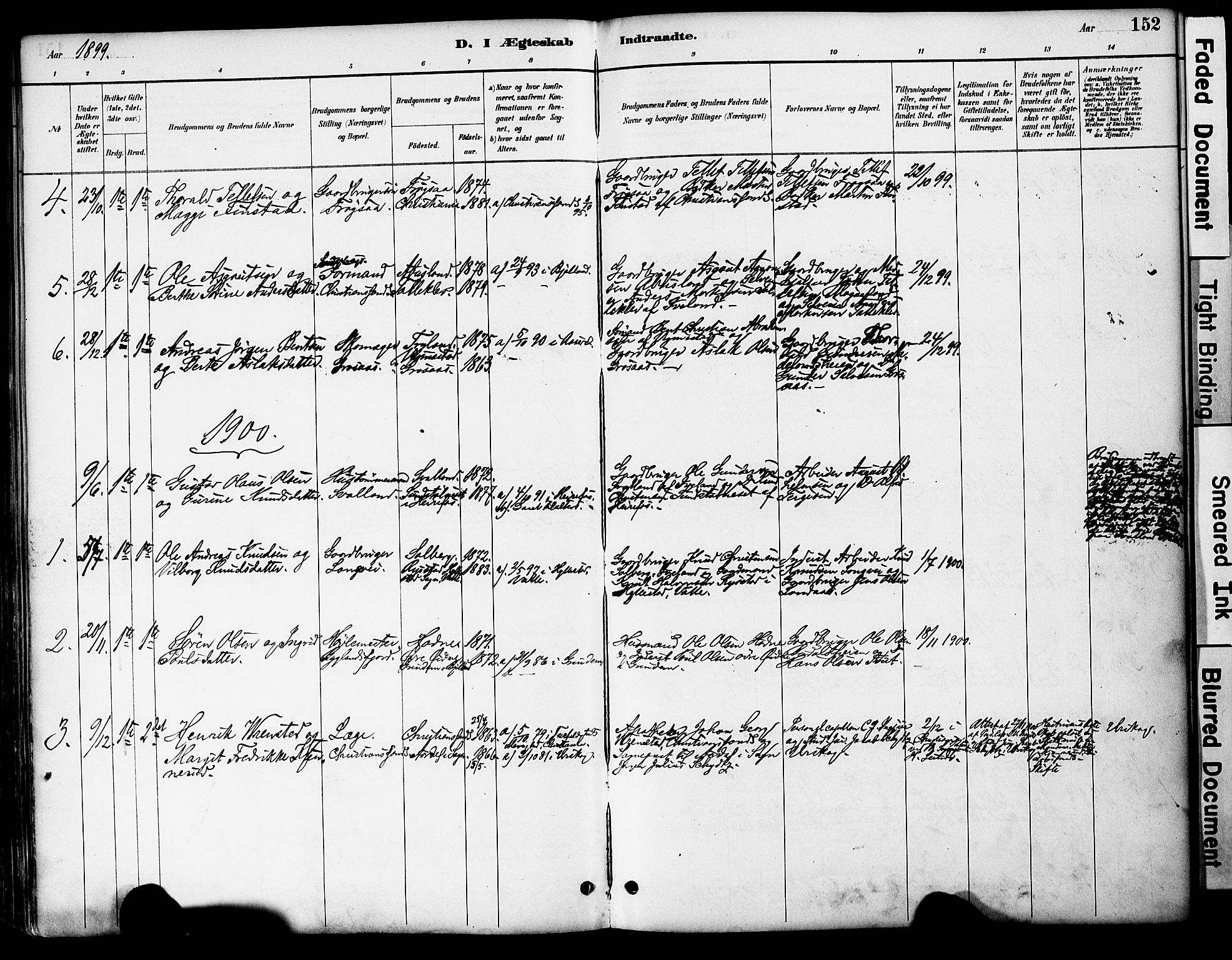 Evje sokneprestkontor, AV/SAK-1111-0008/F/Fa/Fac/L0003: Parish register (official) no. A 3, 1884-1909, p. 152