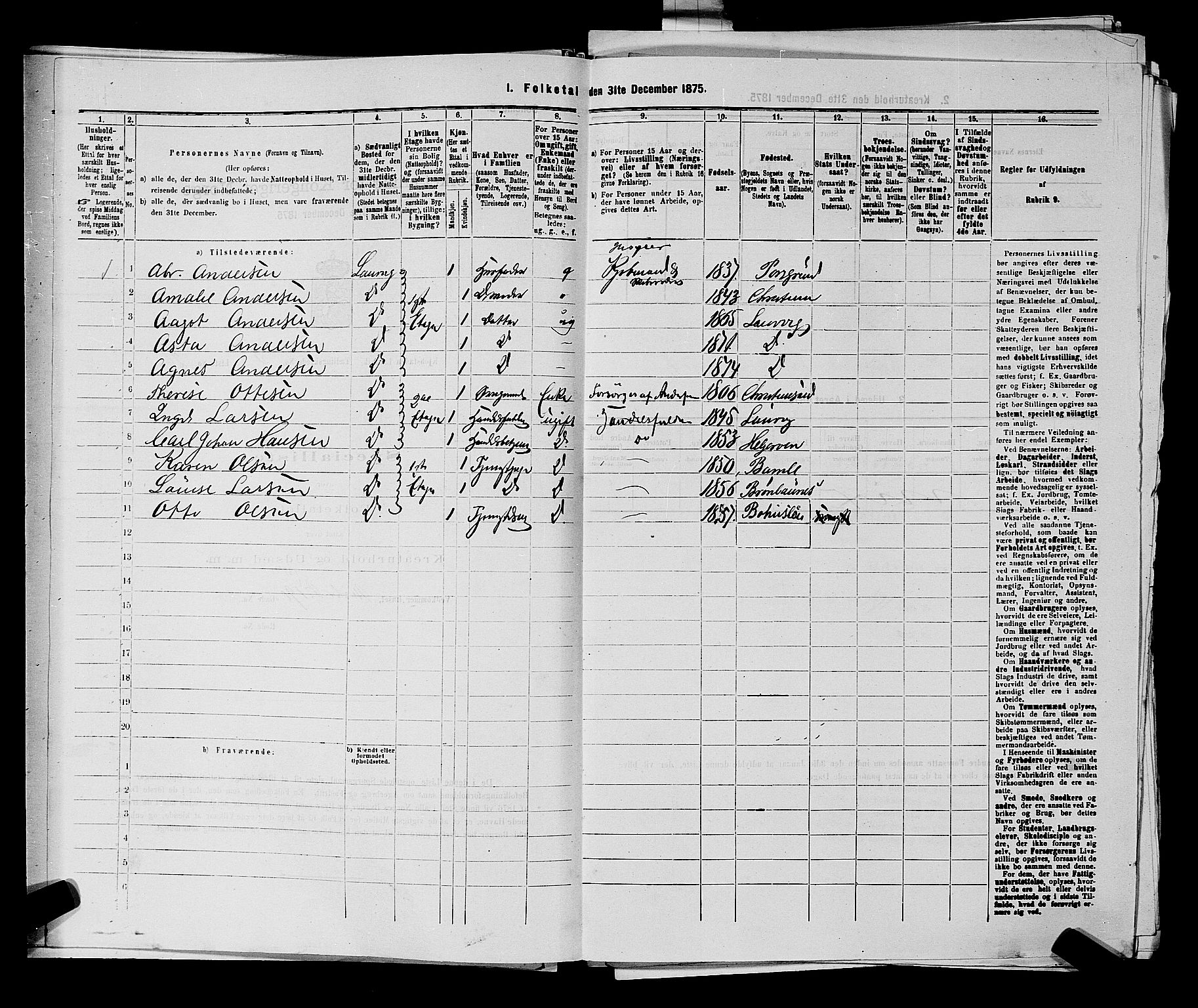 SAKO, 1875 census for 0707P Larvik, 1875, p. 567