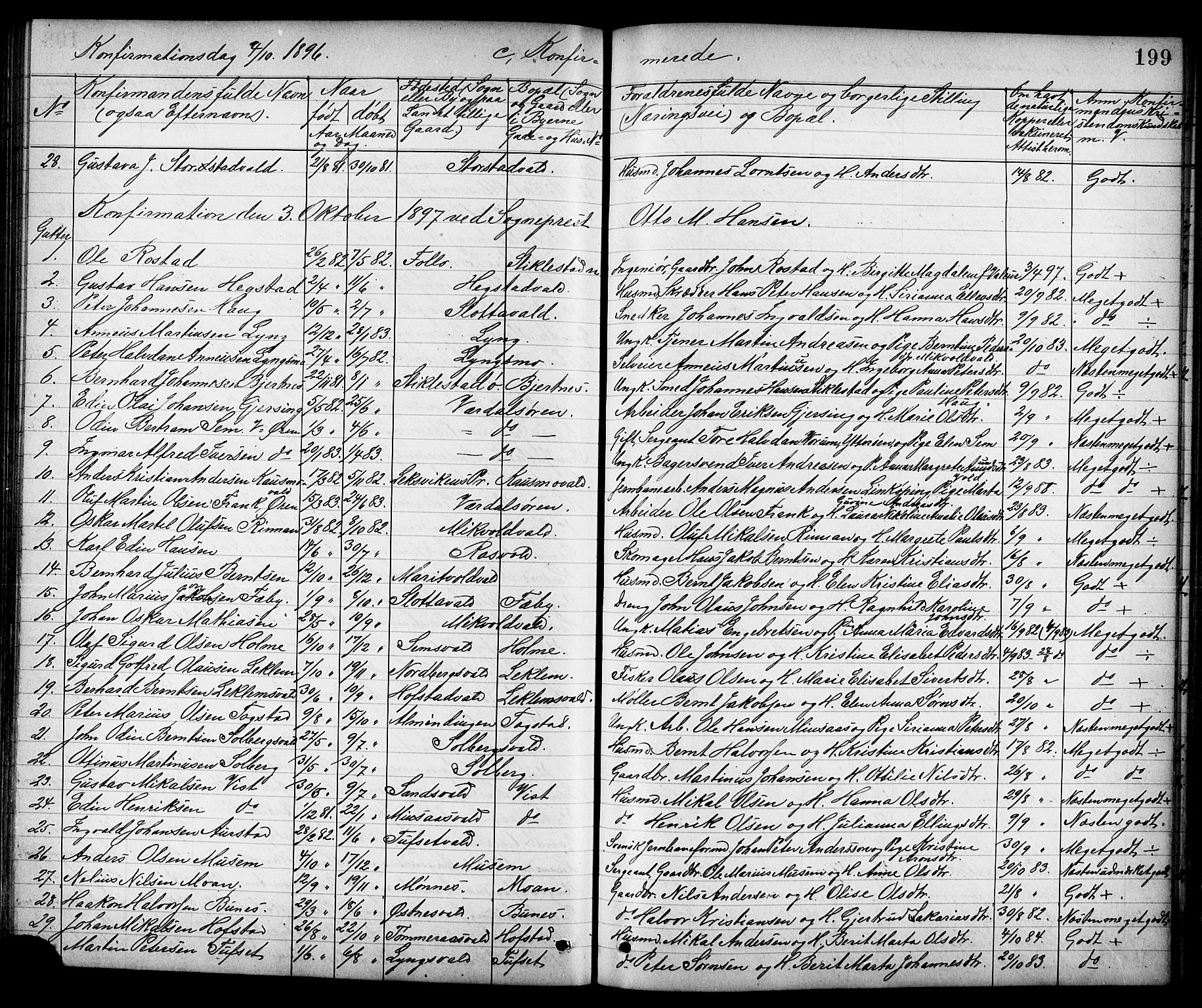 Ministerialprotokoller, klokkerbøker og fødselsregistre - Nord-Trøndelag, SAT/A-1458/723/L0257: Parish register (copy) no. 723C05, 1890-1907, p. 199
