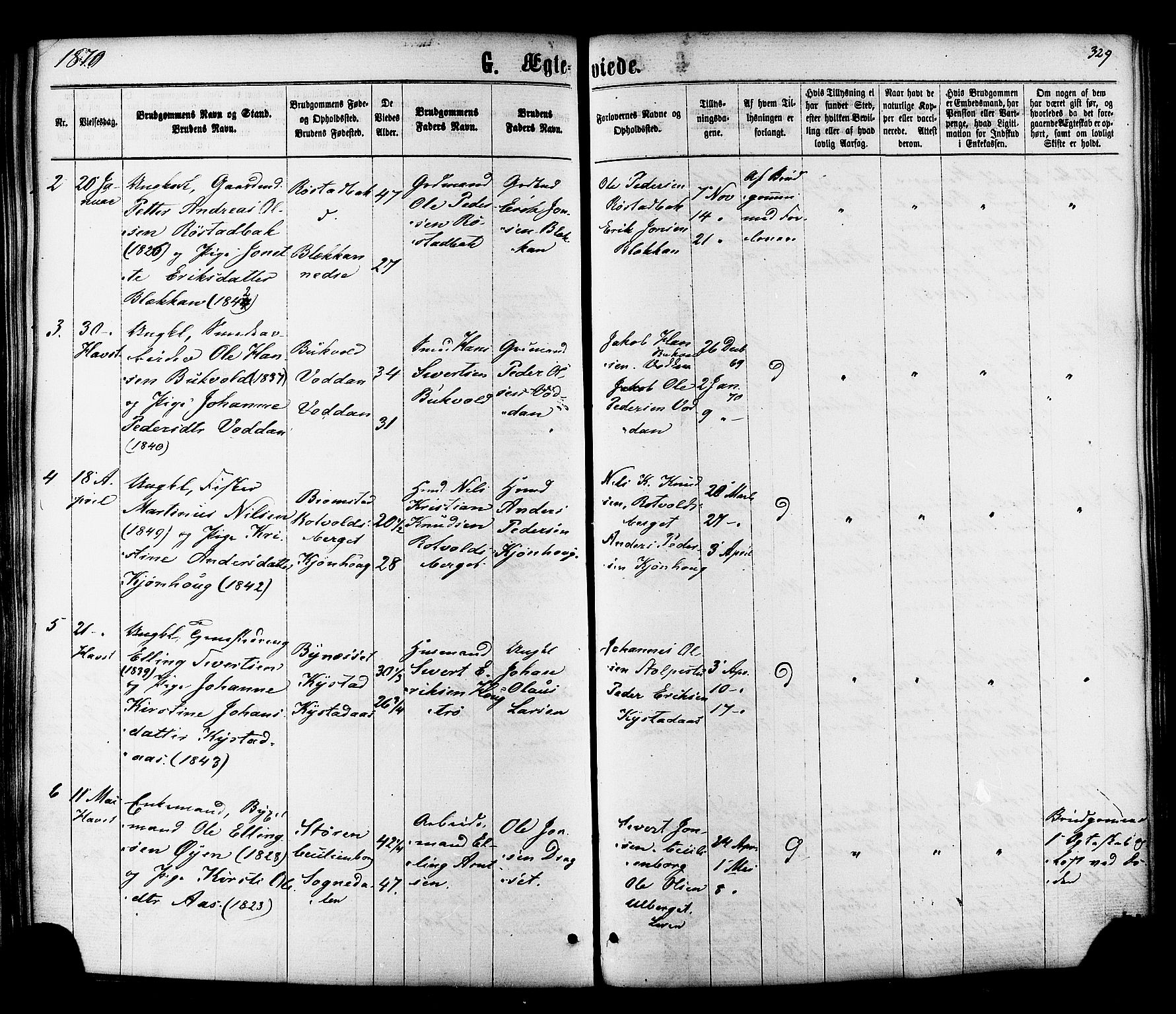 Ministerialprotokoller, klokkerbøker og fødselsregistre - Sør-Trøndelag, SAT/A-1456/606/L0293: Parish register (official) no. 606A08, 1866-1877, p. 329