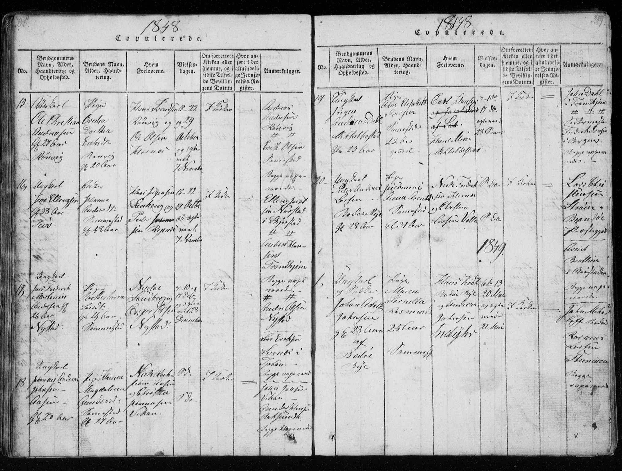 Ministerialprotokoller, klokkerbøker og fødselsregistre - Nordland, SAT/A-1459/801/L0026: Parish register (copy) no. 801C01, 1820-1855, p. 358-359