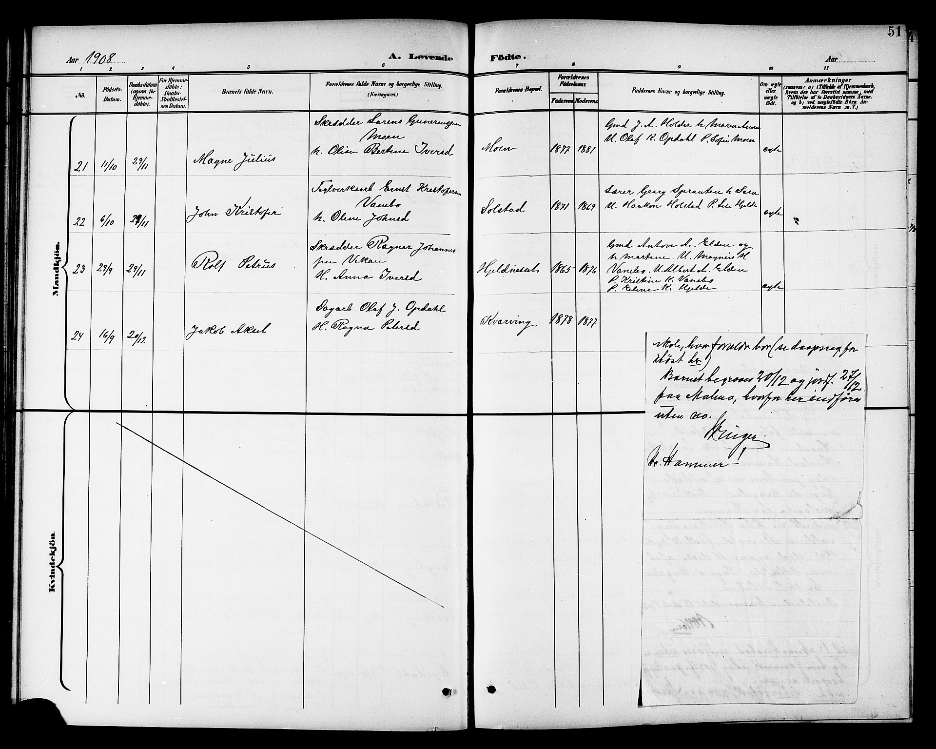 Ministerialprotokoller, klokkerbøker og fødselsregistre - Nord-Trøndelag, SAT/A-1458/741/L0401: Parish register (copy) no. 741C02, 1899-1911, p. 51