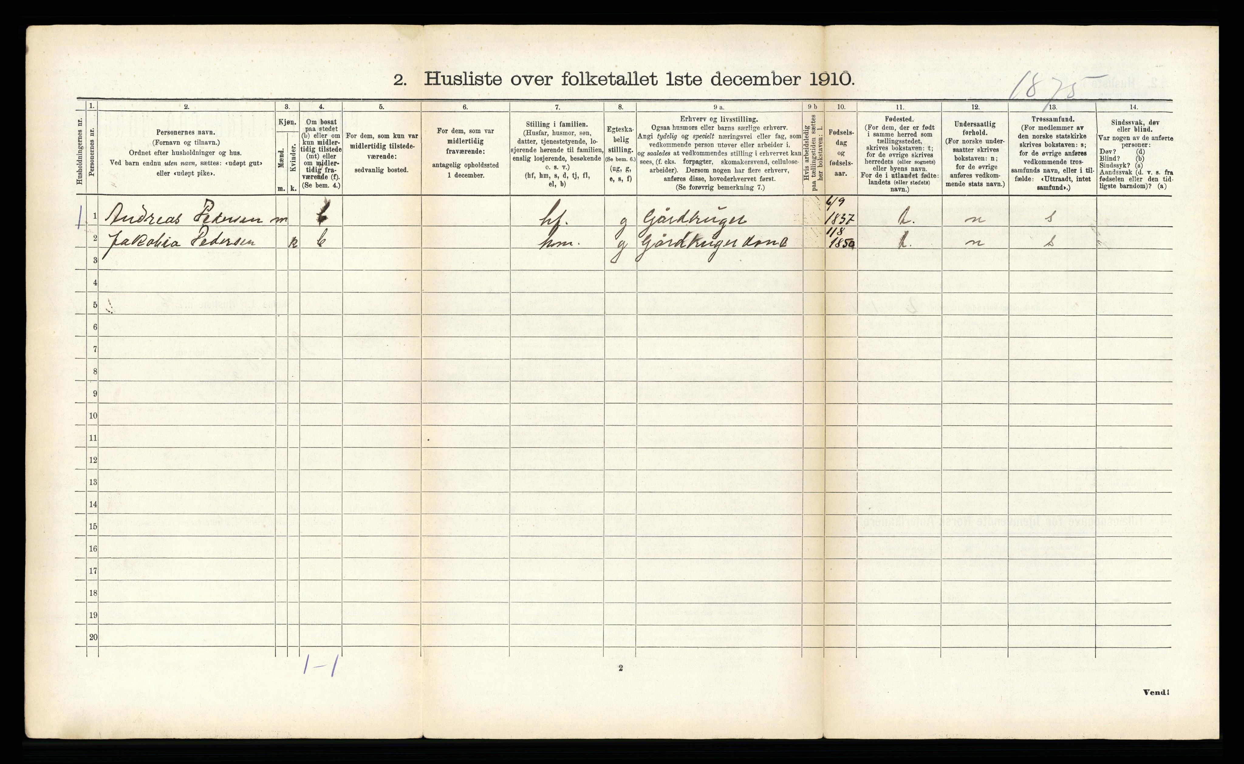 RA, 1910 census for Dverberg, 1910, p. 213