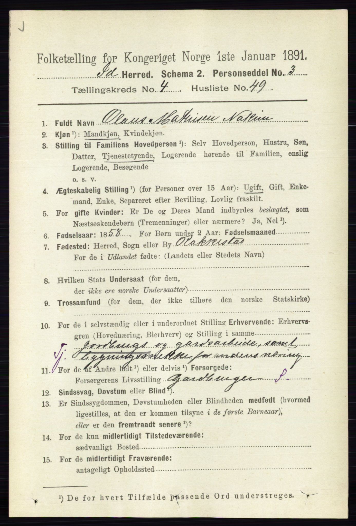 RA, 1891 census for 0117 Idd, 1891, p. 3157