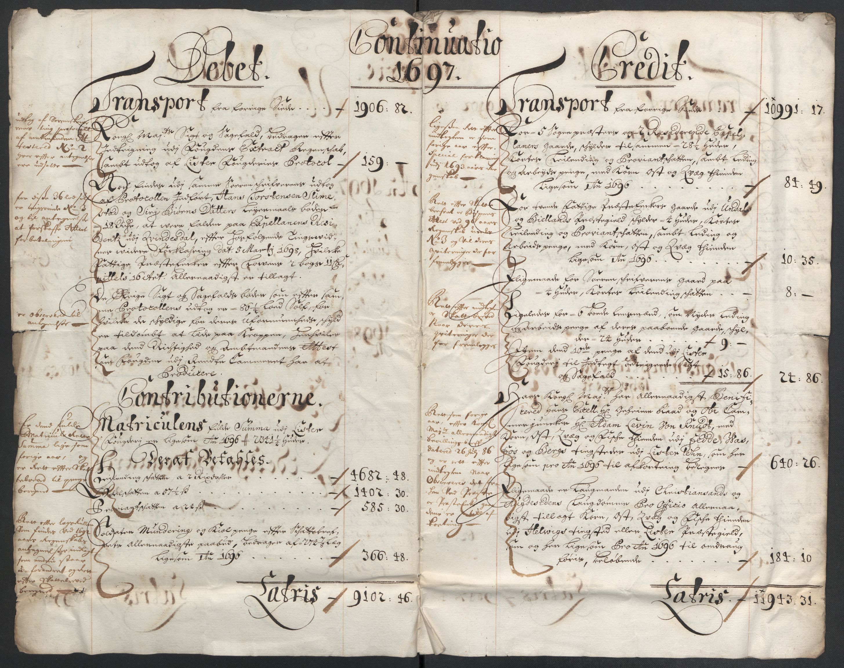 Rentekammeret inntil 1814, Reviderte regnskaper, Fogderegnskap, AV/RA-EA-4092/R43/L2546: Fogderegnskap Lista og Mandal, 1696-1697, p. 179