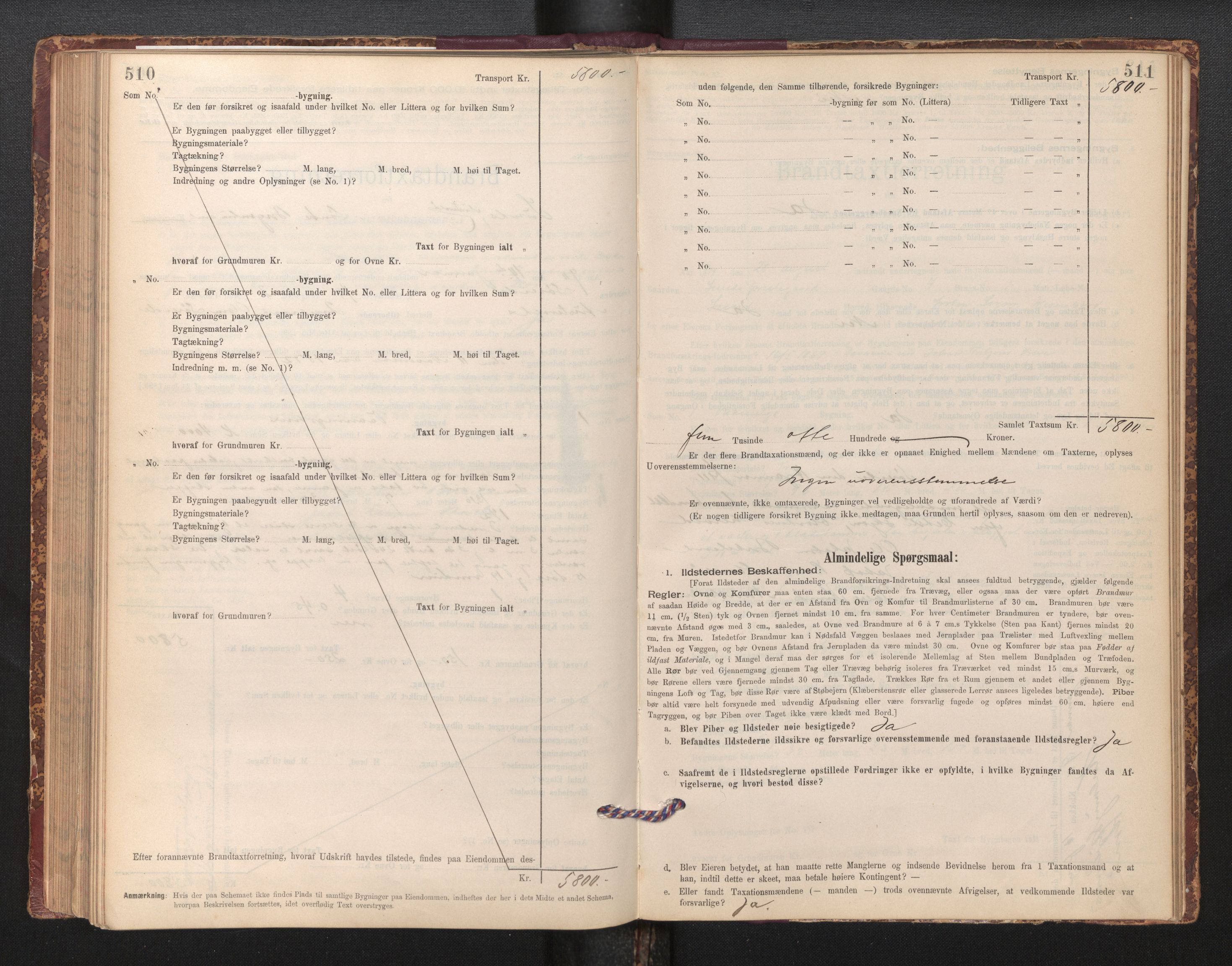 Lensmannen i Sund og Austevoll, AV/SAB-A-35201/0012/L0003: Branntakstprotokoll, skjematakst, 1894-1917, p. 510-511