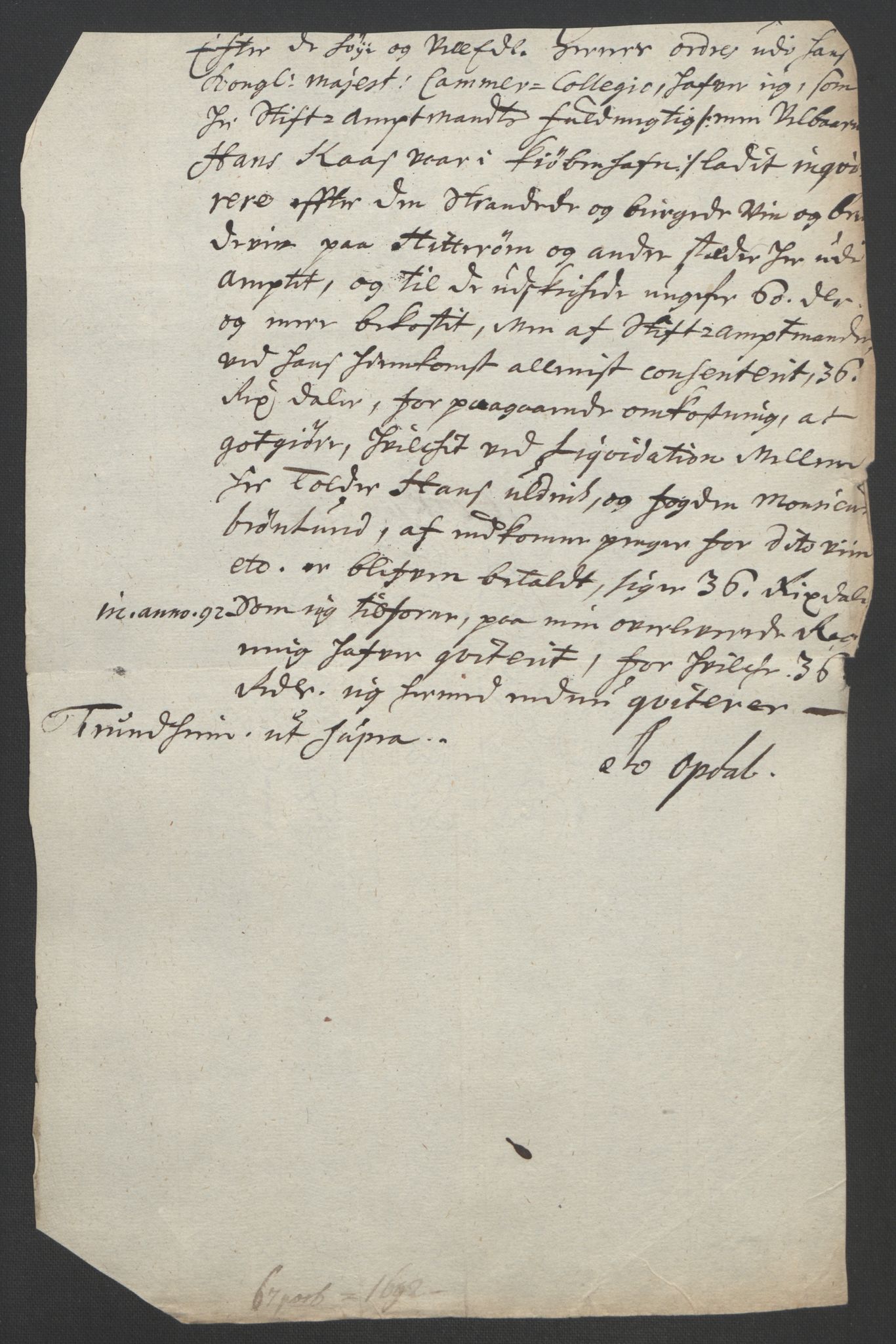 Rentekammeret inntil 1814, Reviderte regnskaper, Fogderegnskap, AV/RA-EA-4092/R57/L3849: Fogderegnskap Fosen, 1692-1693, p. 368