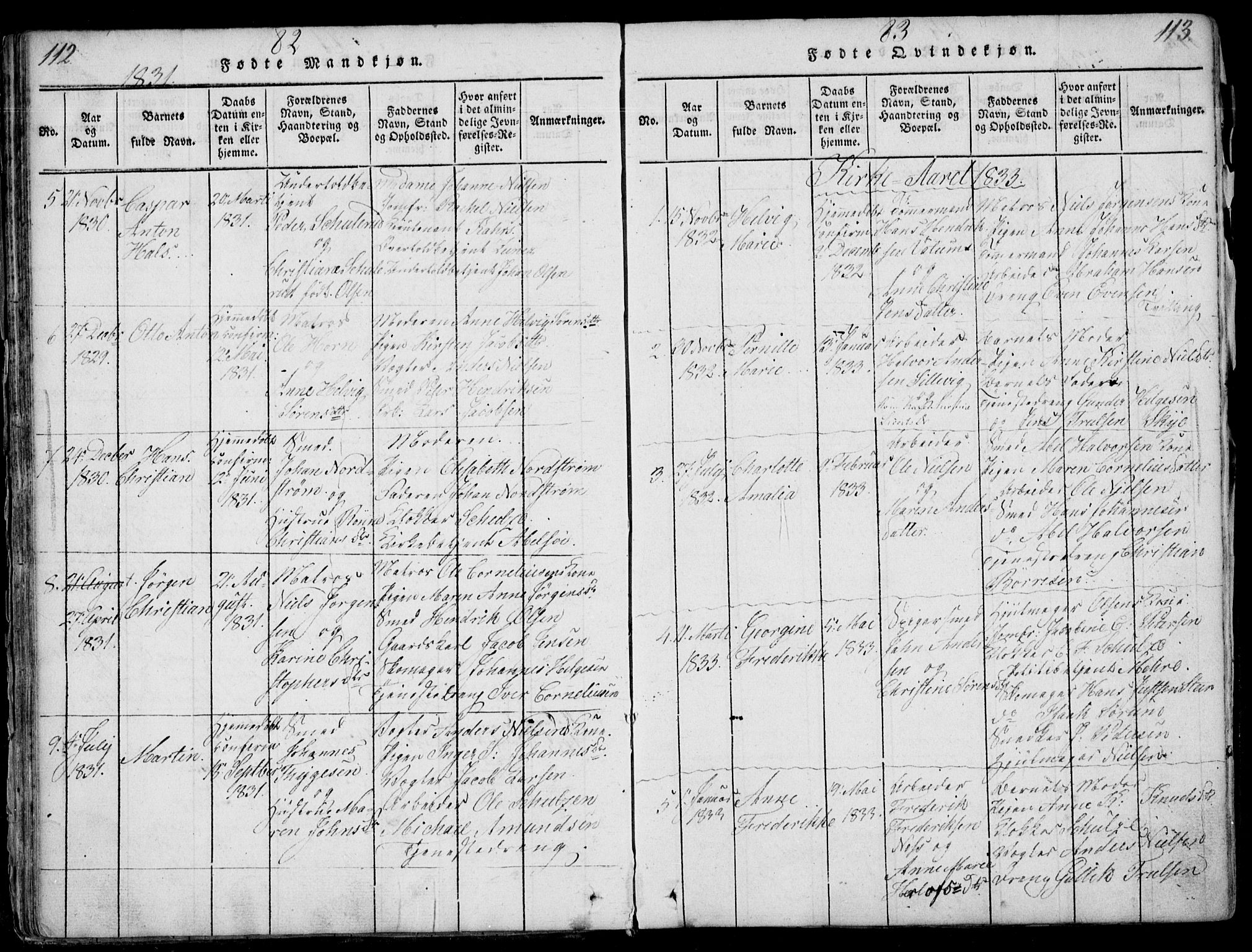 Larvik kirkebøker, SAKO/A-352/F/Fb/L0002: Parish register (official) no. II 2, 1818-1842, p. 112-113