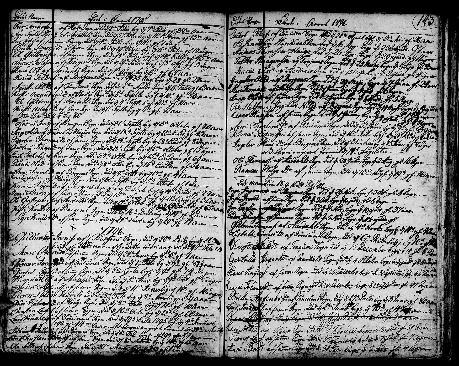 Lærdal sokneprestembete, SAB/A-81201: Parish register (official) no. A 3, 1783-1804, p. 143