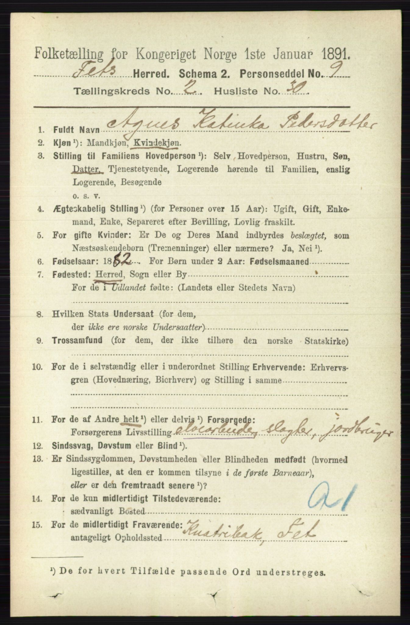 RA, 1891 census for 0227 Fet, 1891, p. 635