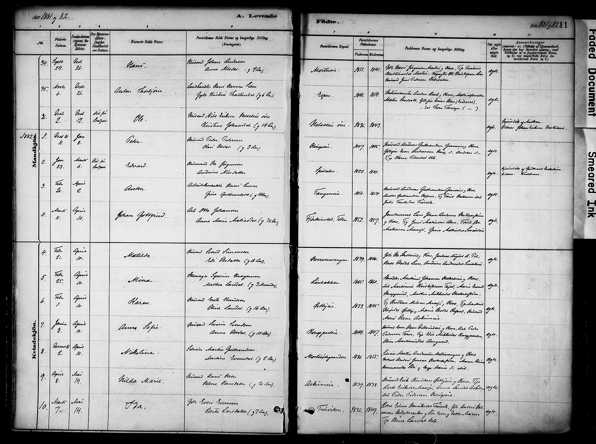 Stange prestekontor, AV/SAH-PREST-002/K/L0018: Parish register (official) no. 18, 1880-1896, p. 11