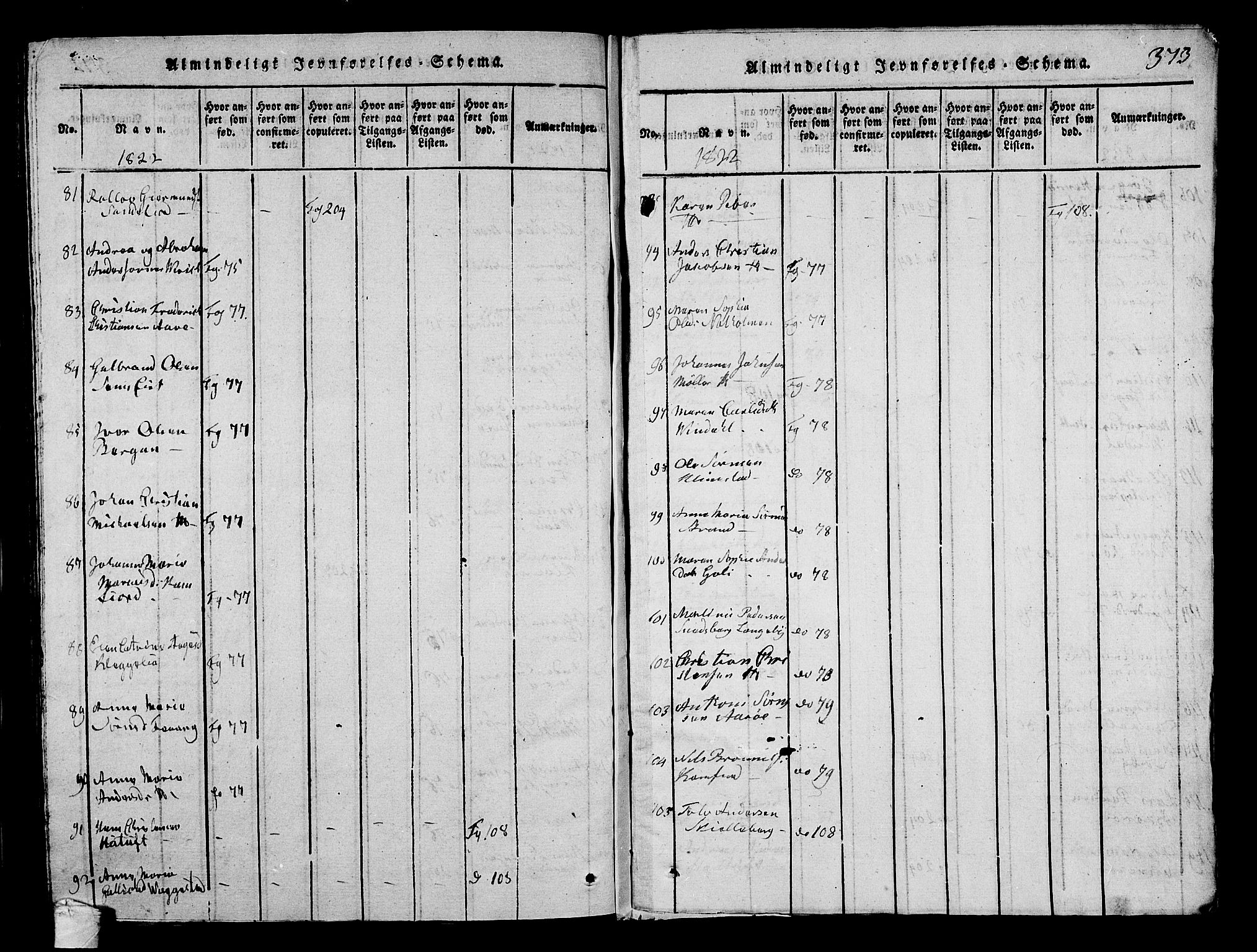 Sandar kirkebøker, AV/SAKO-A-243/G/Ga/L0001: Parish register (copy) no. 1, 1814-1835, p. 373
