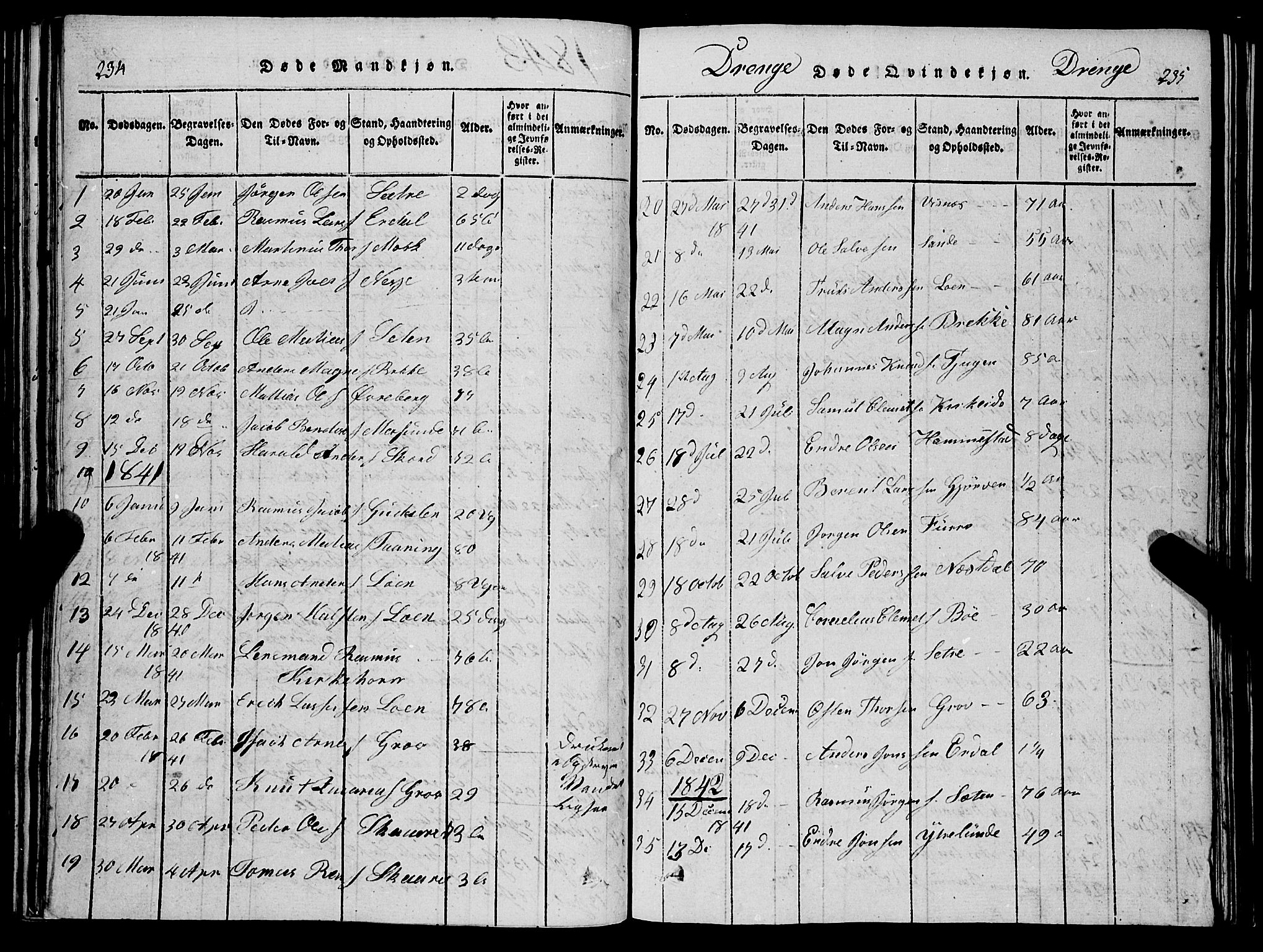 Stryn Sokneprestembete, AV/SAB-A-82501: Parish register (copy) no. C 1, 1801-1845, p. 234-235