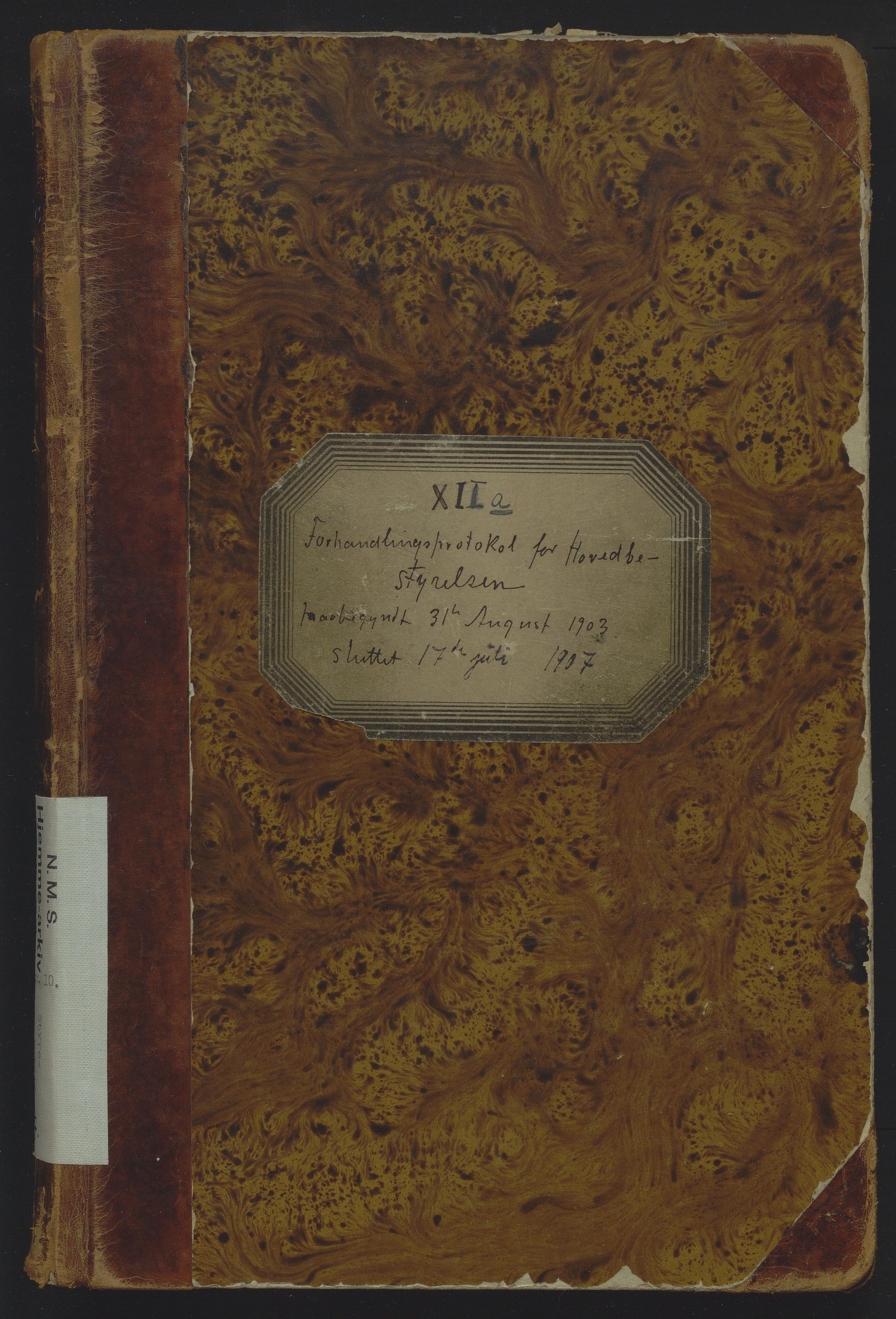 Det Norske Misjonsselskap - hovedadministrasjonen, VID/MA-A-1045/D/Da/Daa/L0017: Styreprotokoll nr. XII A, 31. august 1903 - 17. juli 1907, 1903-1907