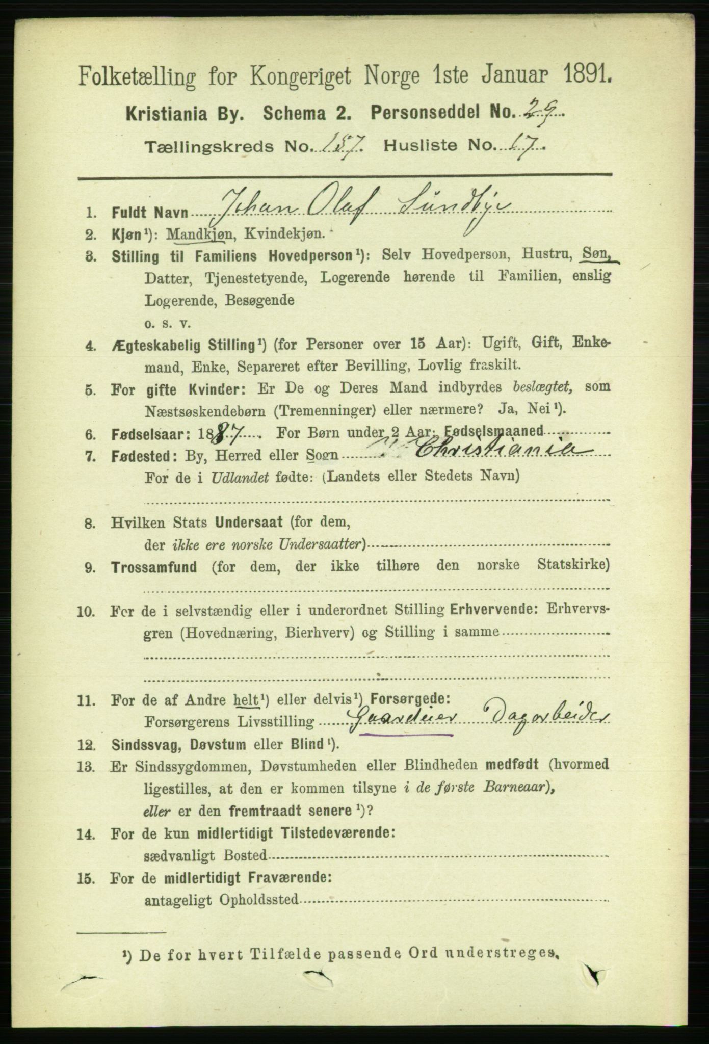 RA, 1891 census for 0301 Kristiania, 1891, p. 89618