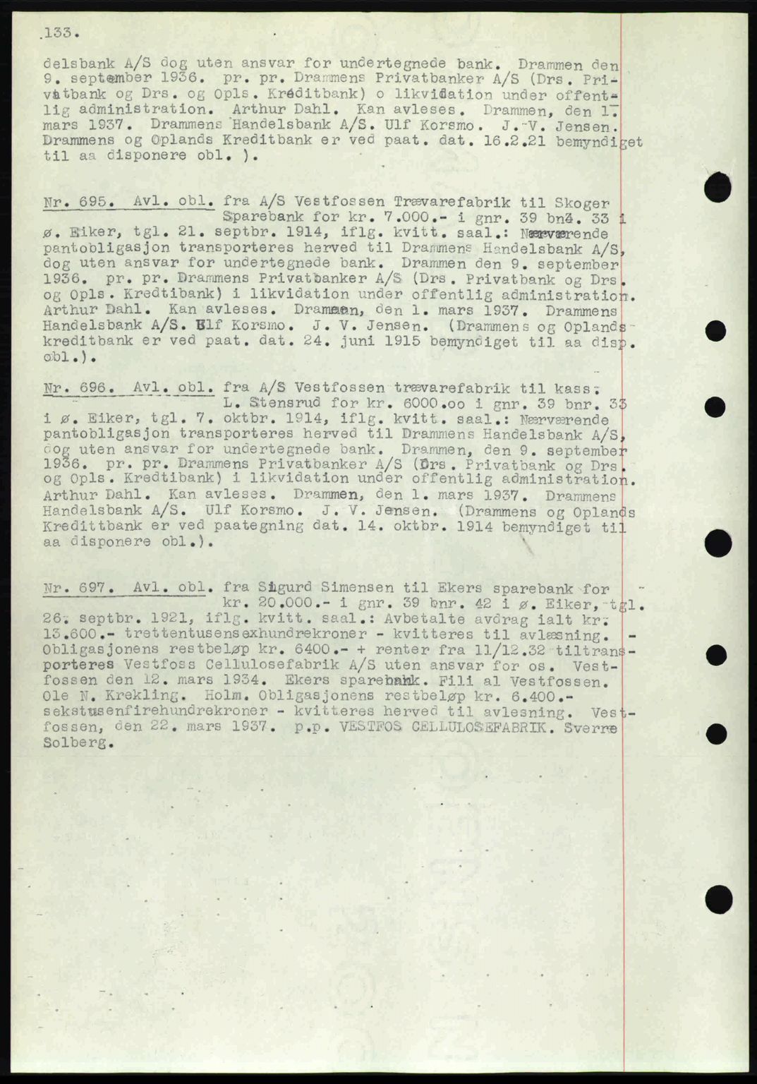 Eiker, Modum og Sigdal sorenskriveri, SAKO/A-123/G/Ga/Gab/L0035: Mortgage book no. A5, 1937-1937, Diary no: : 695/1937