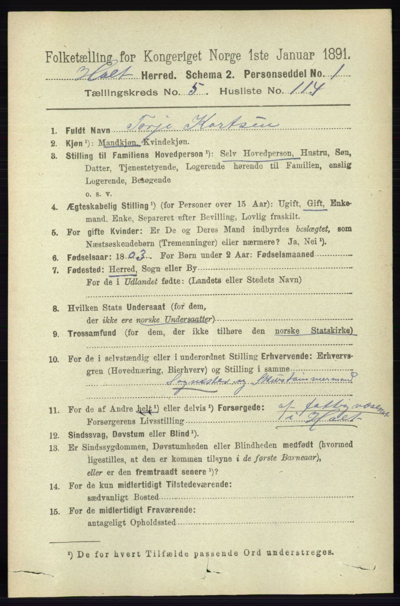 RA, 1891 census for 0914 Holt, 1891, p. 2927