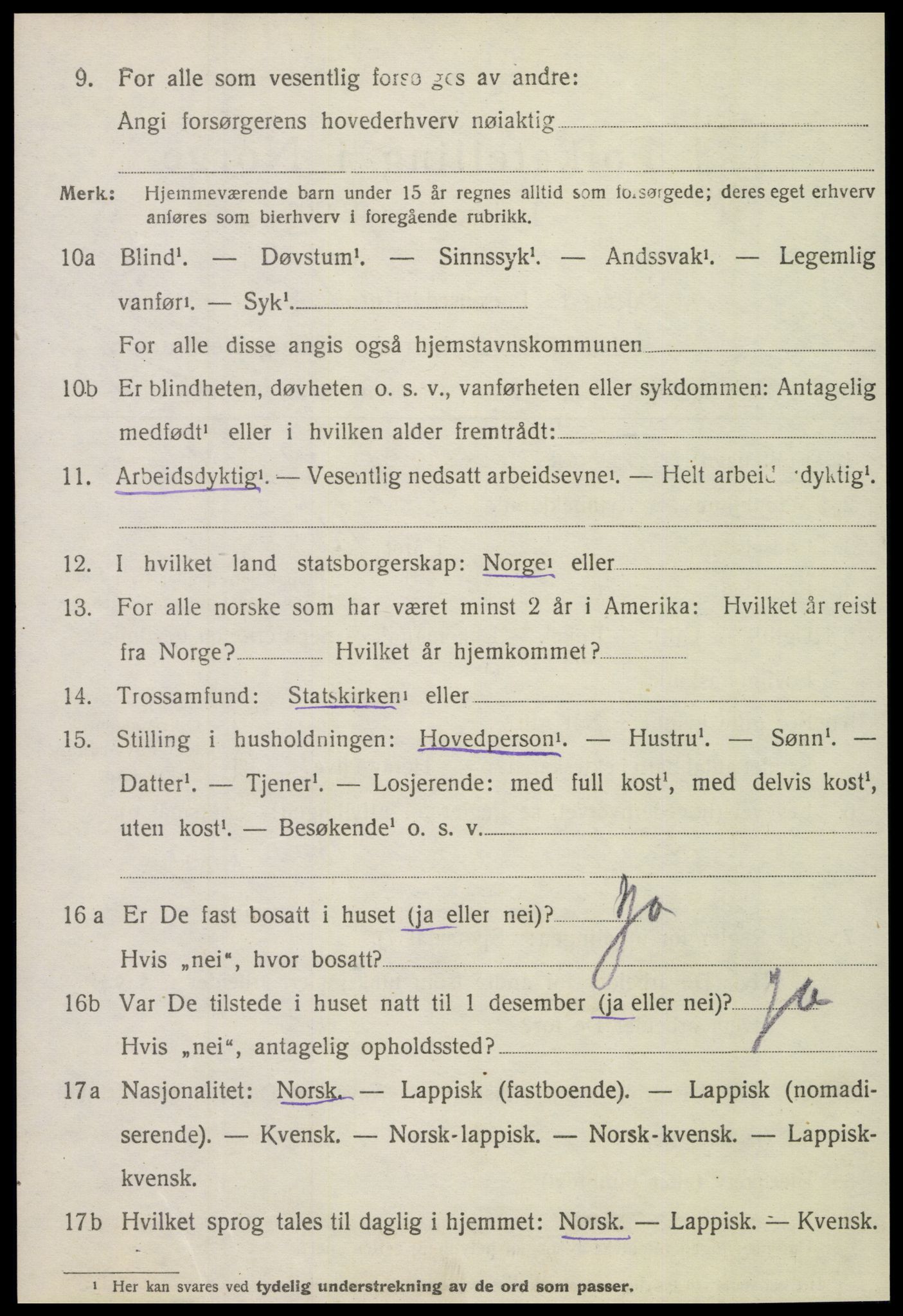 SAT, 1920 census for Tjøtta, 1920, p. 3914