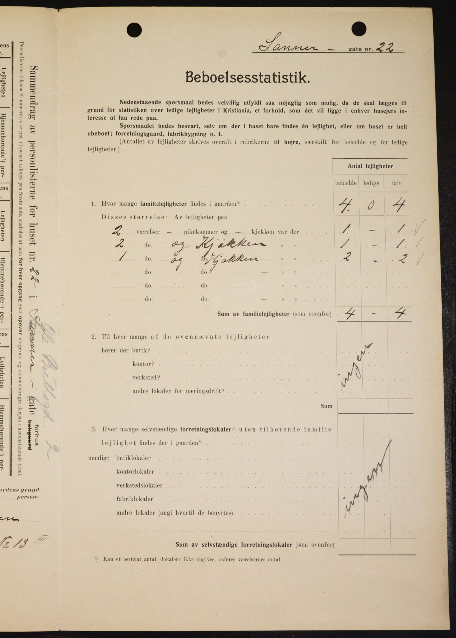 OBA, Municipal Census 1909 for Kristiania, 1909, p. 68222