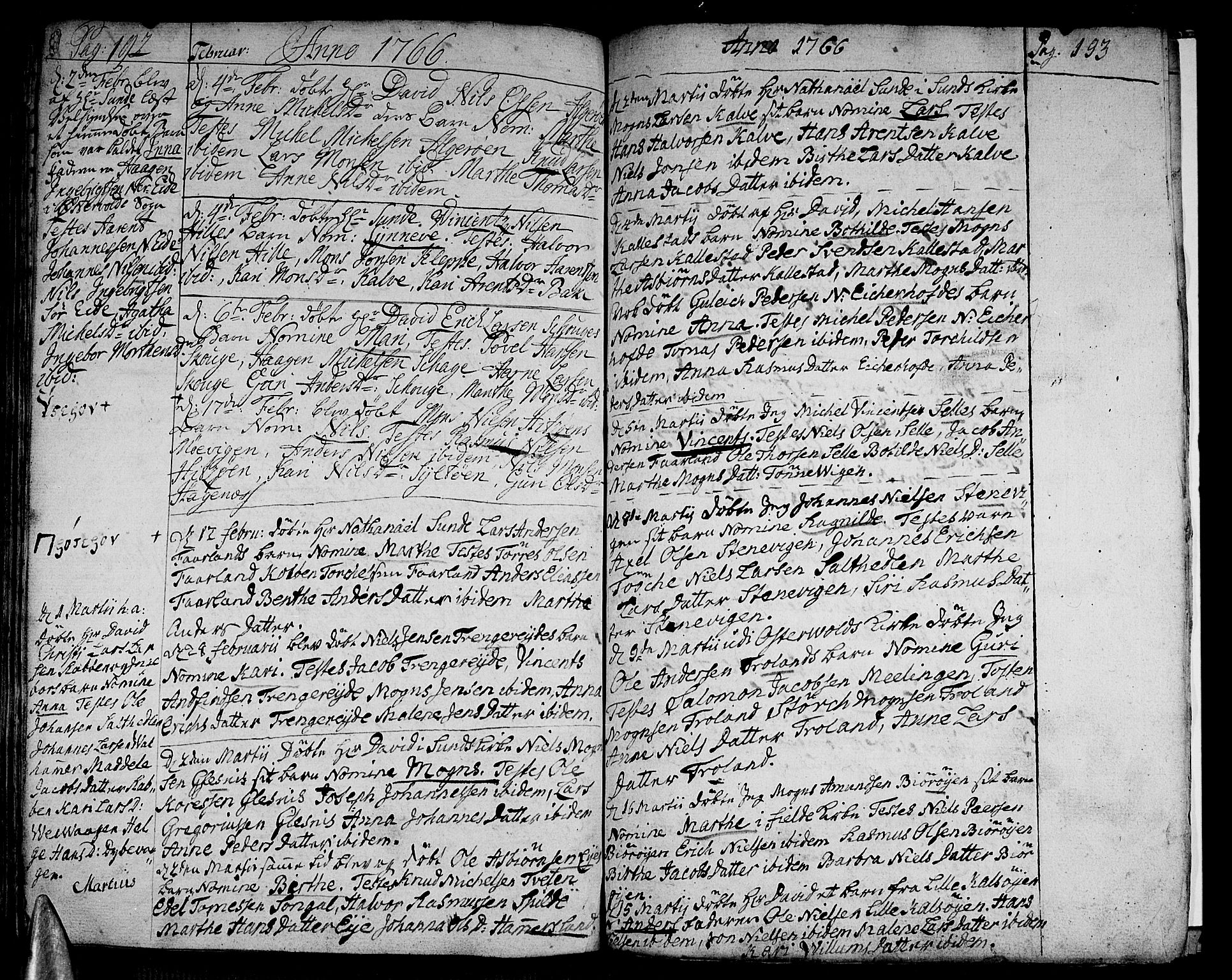 Sund sokneprestembete, AV/SAB-A-99930: Parish register (official) no. A 4, 1748-1769, p. 192-193