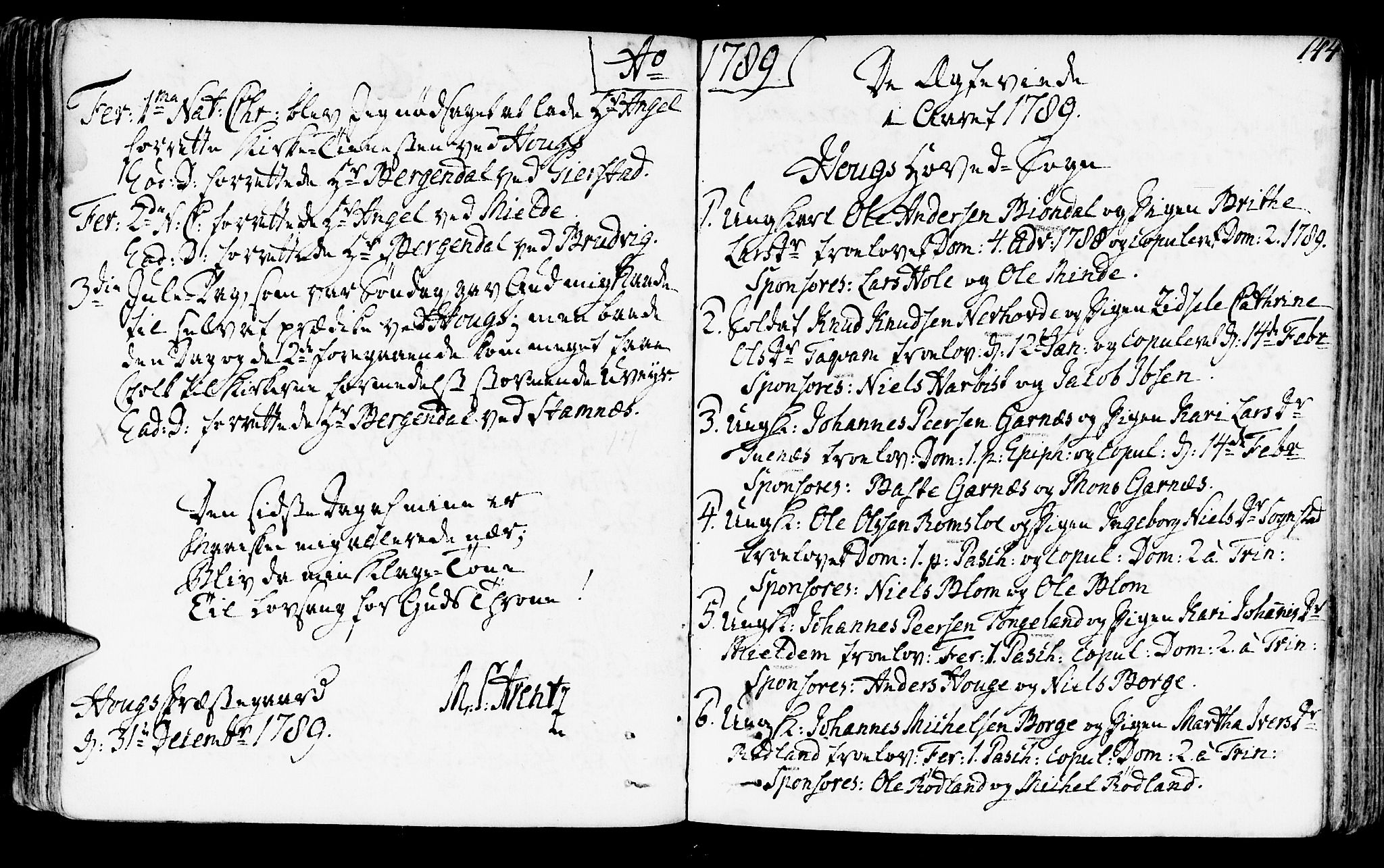 Haus sokneprestembete, AV/SAB-A-75601/H/Haa: Parish register (official) no. A 10, 1782-1796, p. 144