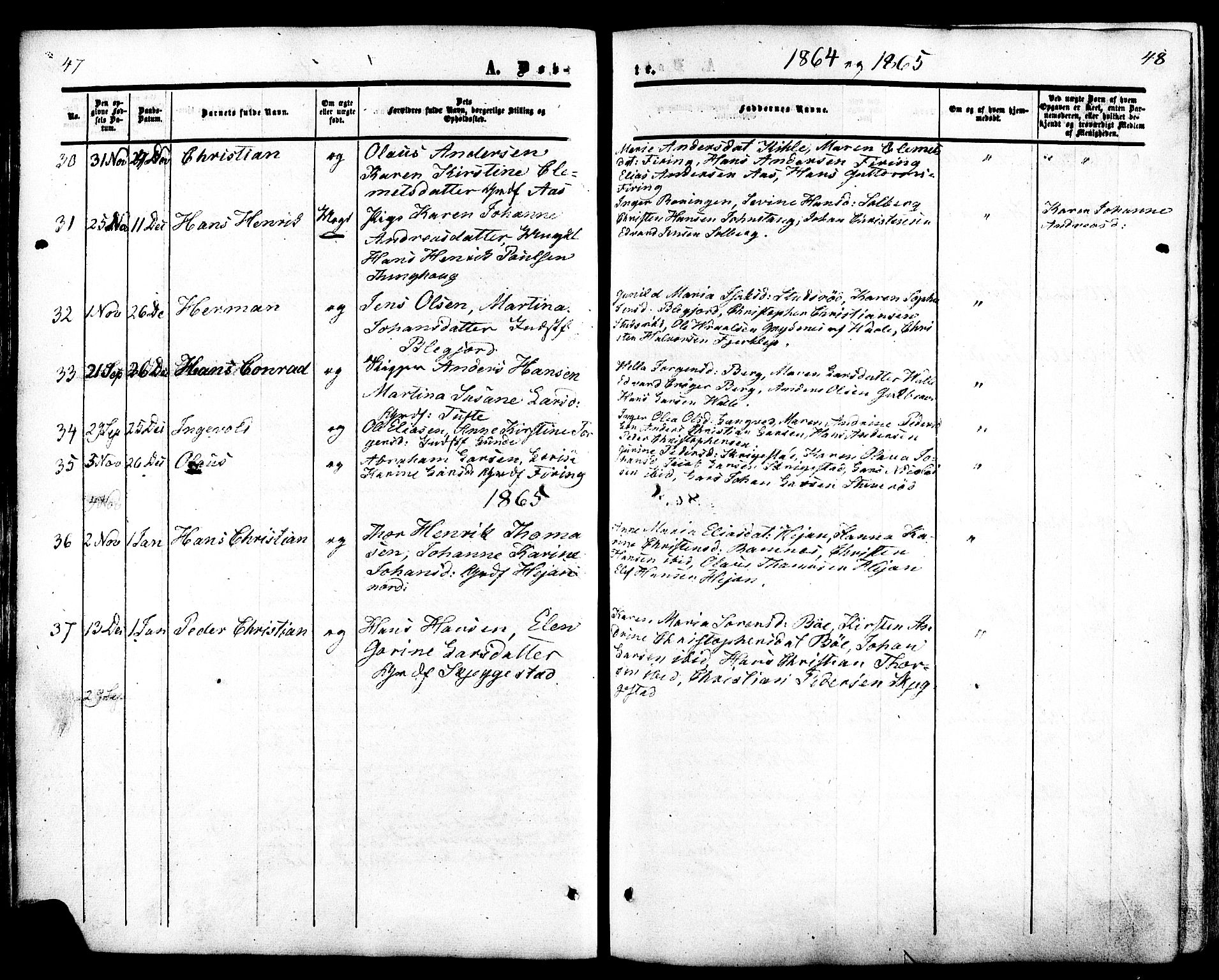 Ramnes kirkebøker, AV/SAKO-A-314/F/Fa/L0006: Parish register (official) no. I 6, 1862-1877, p. 47-48