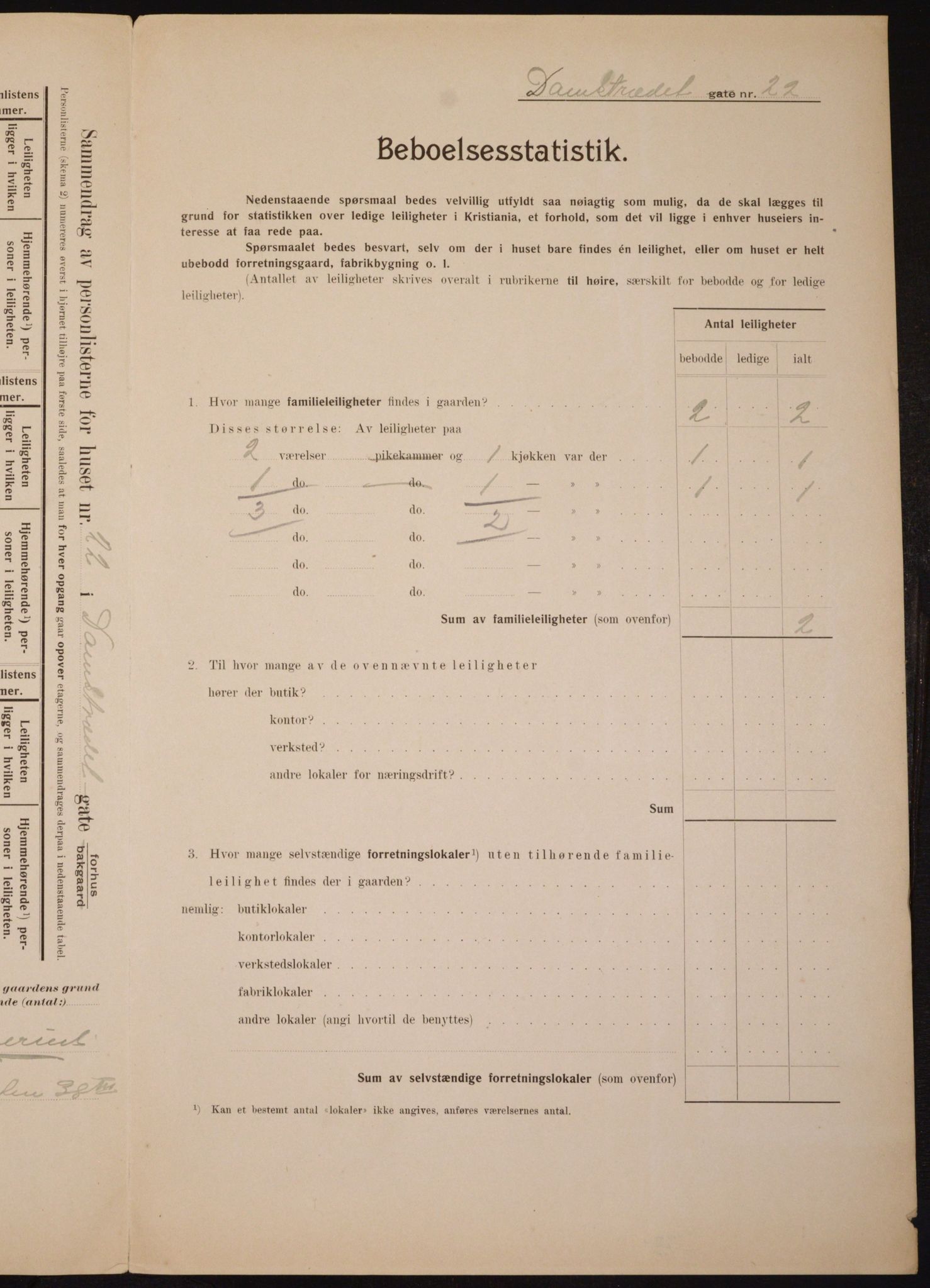 OBA, Municipal Census 1910 for Kristiania, 1910, p. 13952