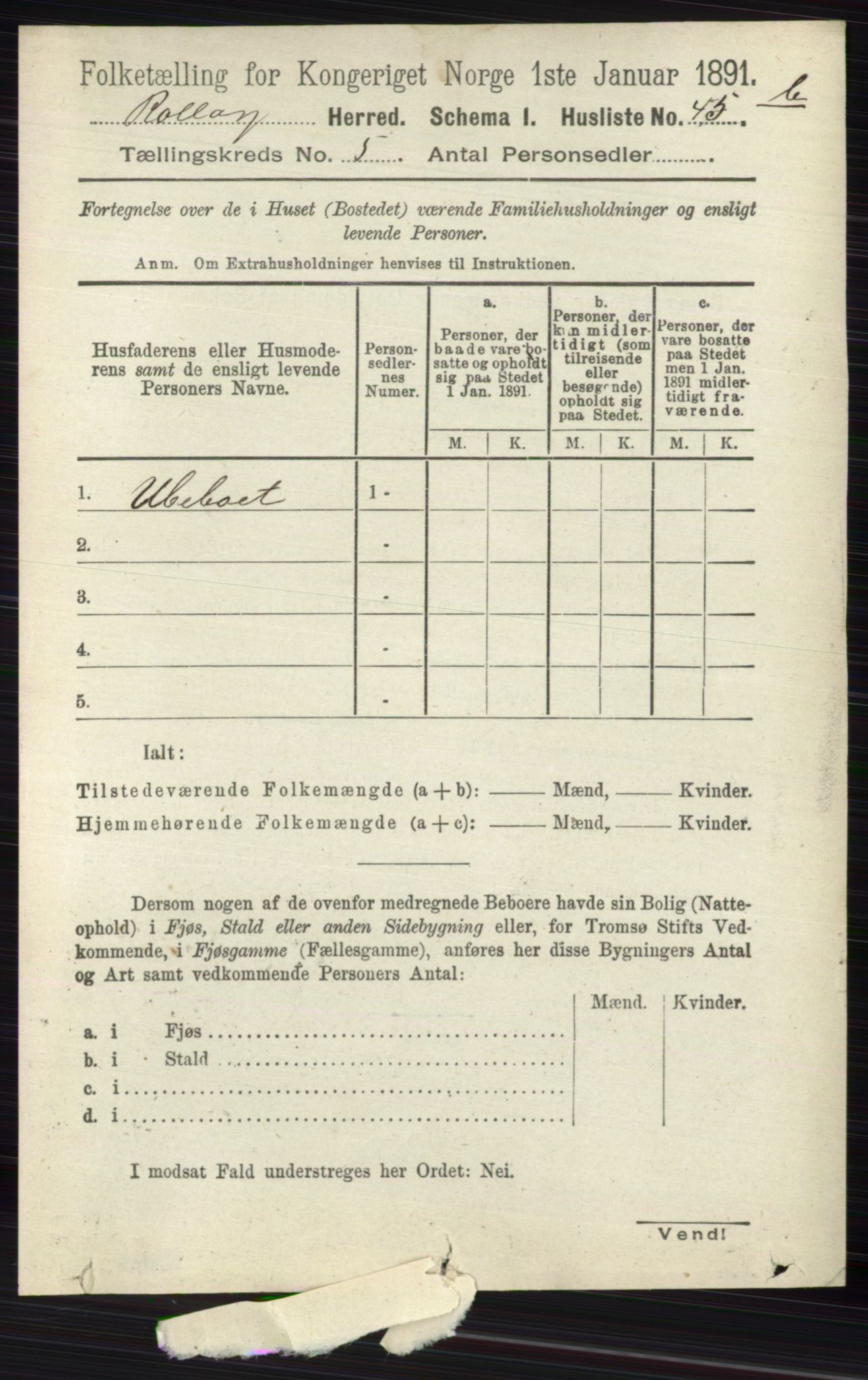 RA, 1891 census for 0632 Rollag, 1891, p. 1680